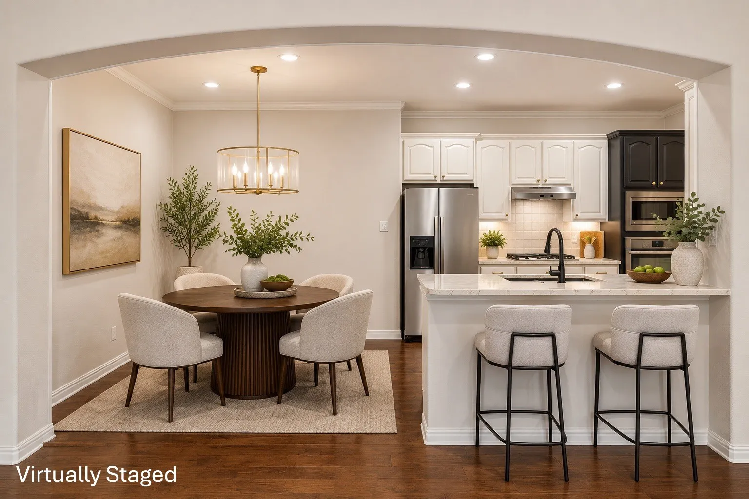 Breakfast nook with kitchen and living room access