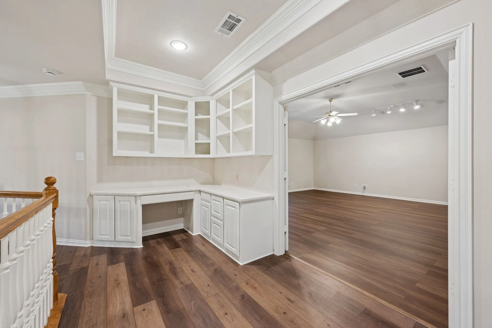 Second floor loft with built in workspace