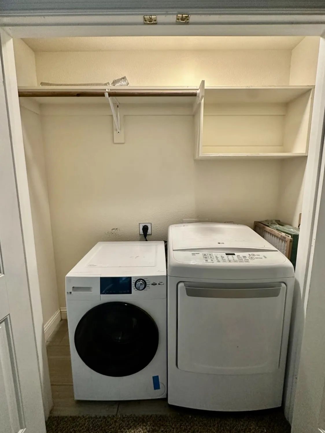 Dedicated laundry closet in second floor between bedrooms and bathrooms