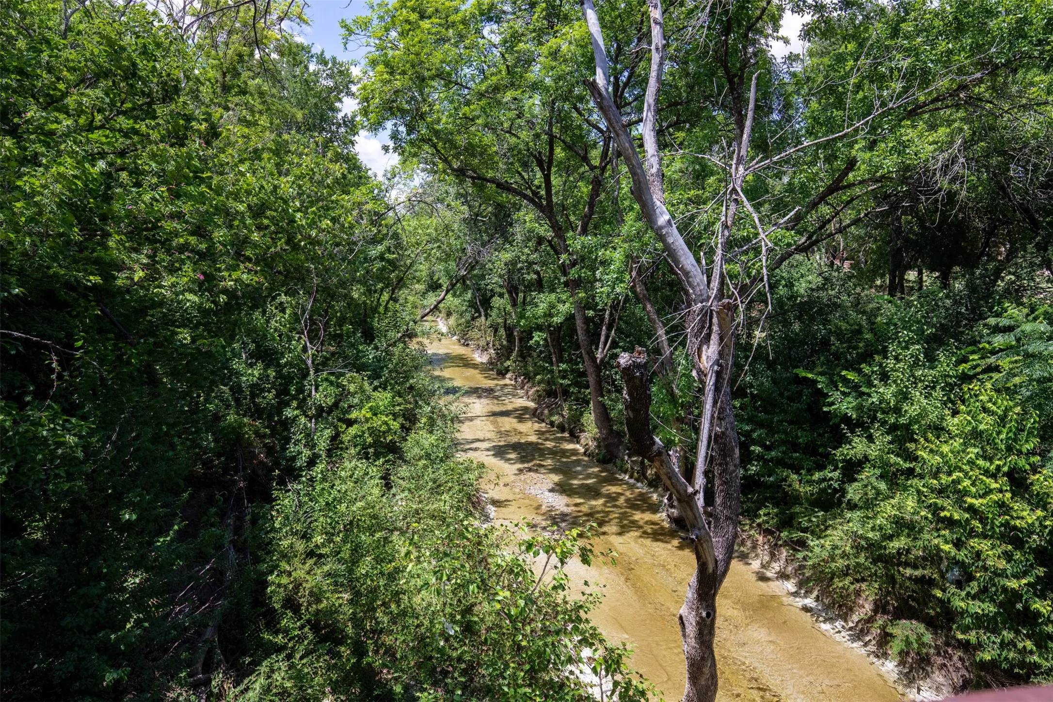 Community green space with creek.