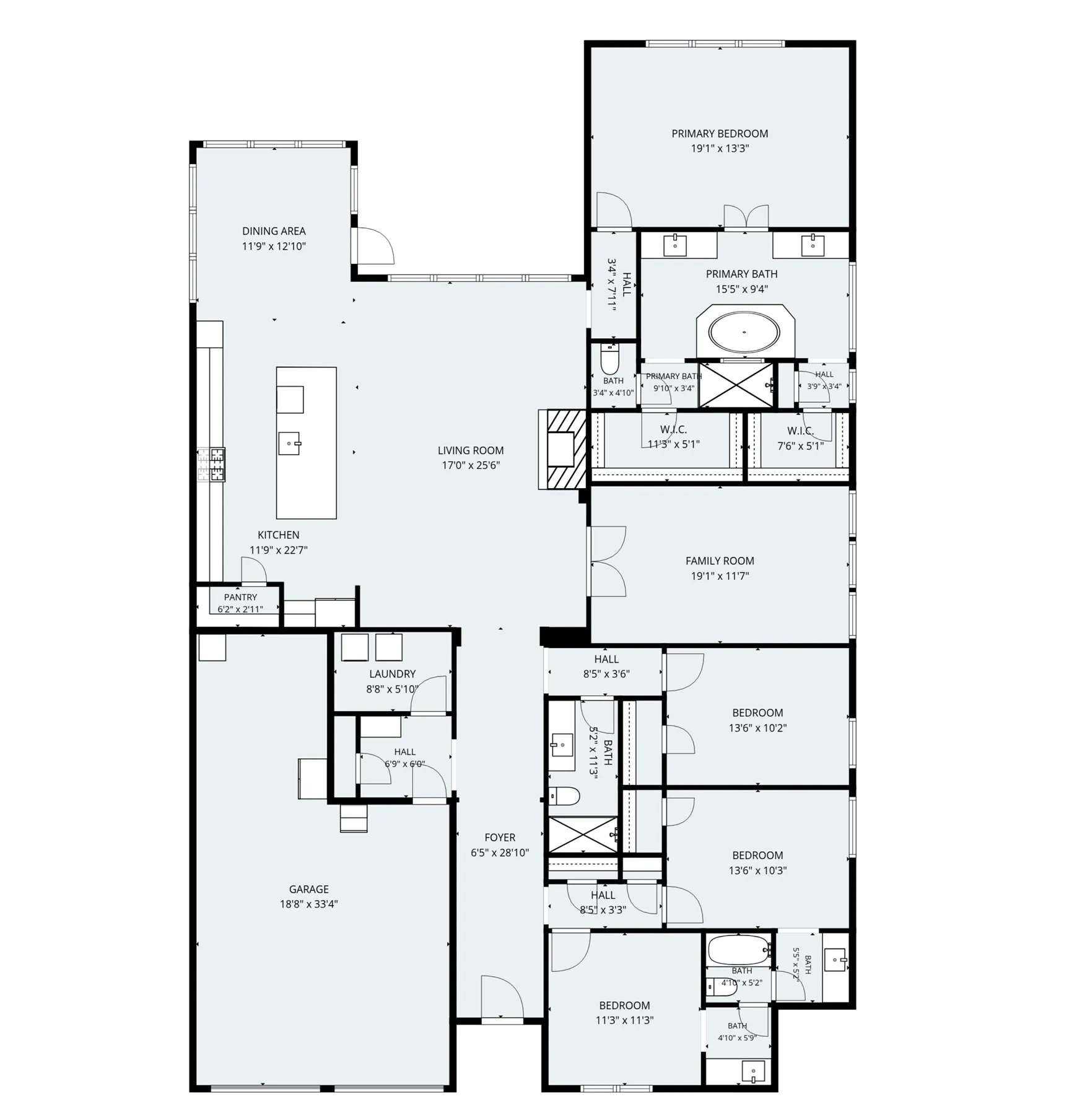 Great visual of the split bedrooms and tandem garage.