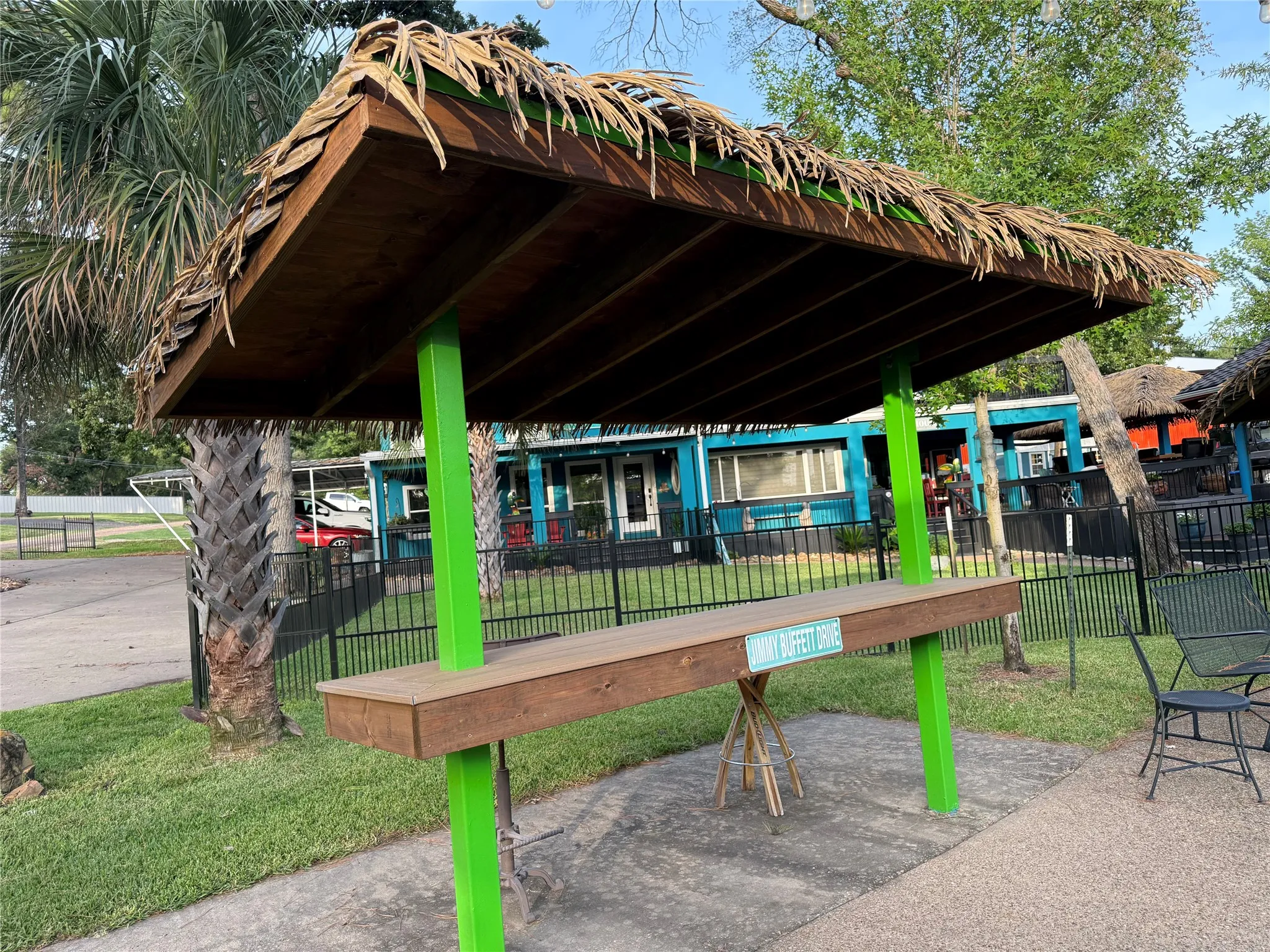 One of two tiki hut style standing bar tables for large scale entertaining.