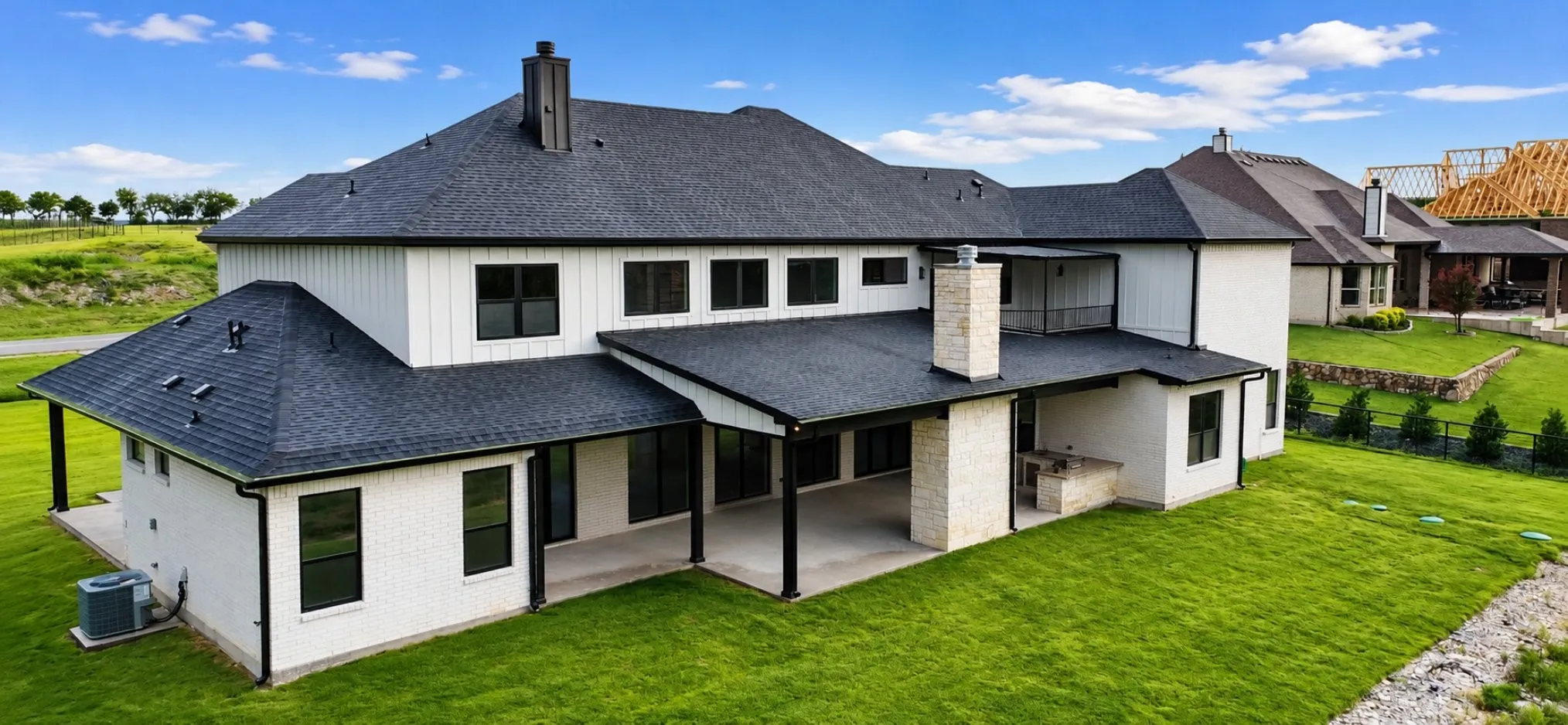 Modern contemporary exterior featuring white brick