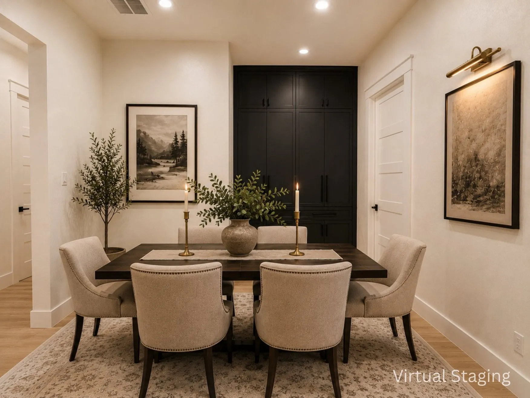 Dining area virtually staged