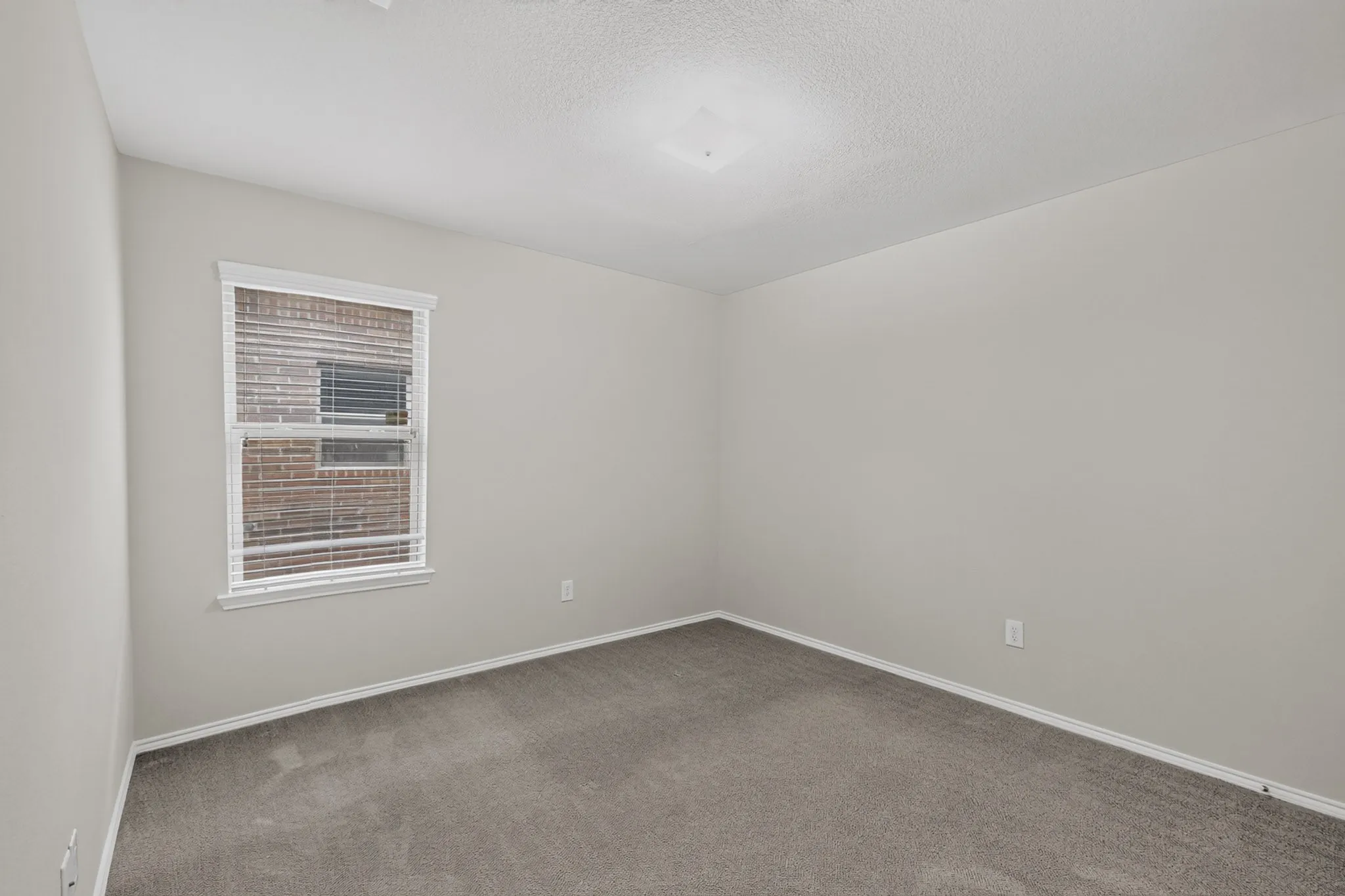 Neutral gray wall paint with coordinating gray carpeting