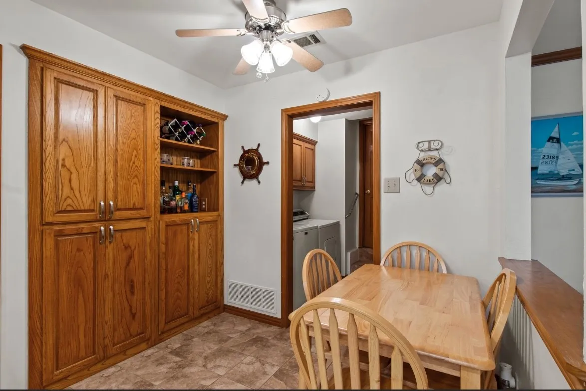 dining area leads into laundry room and garage.