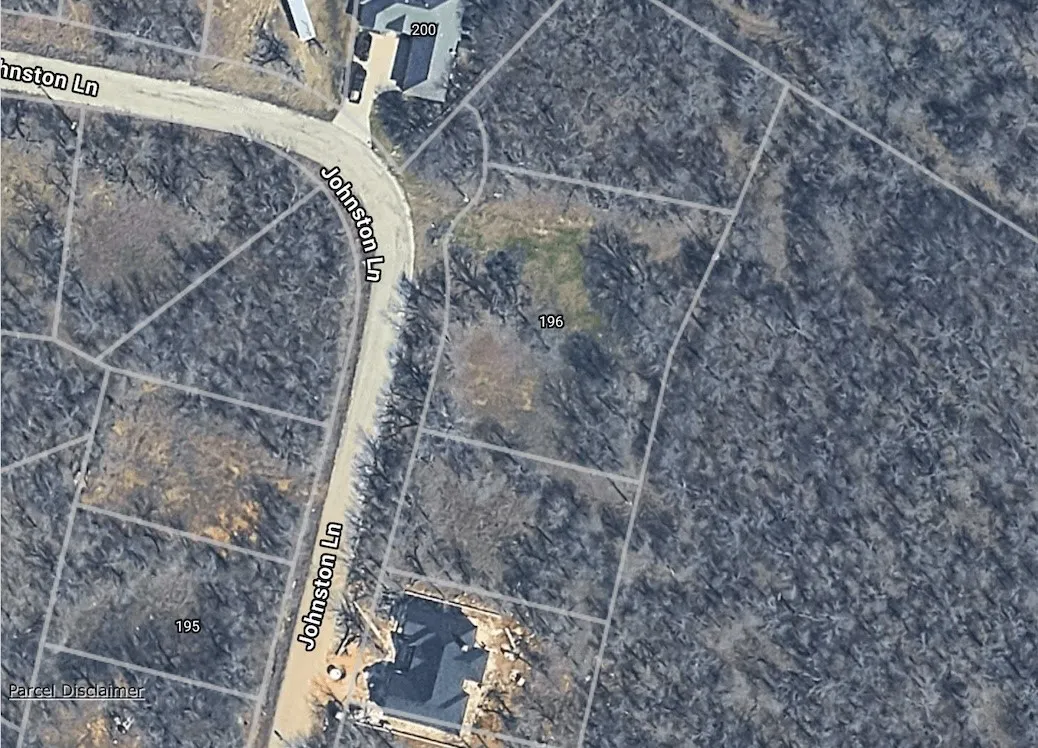 Aerial Parcel Map. Illustrating property divisions and access routes