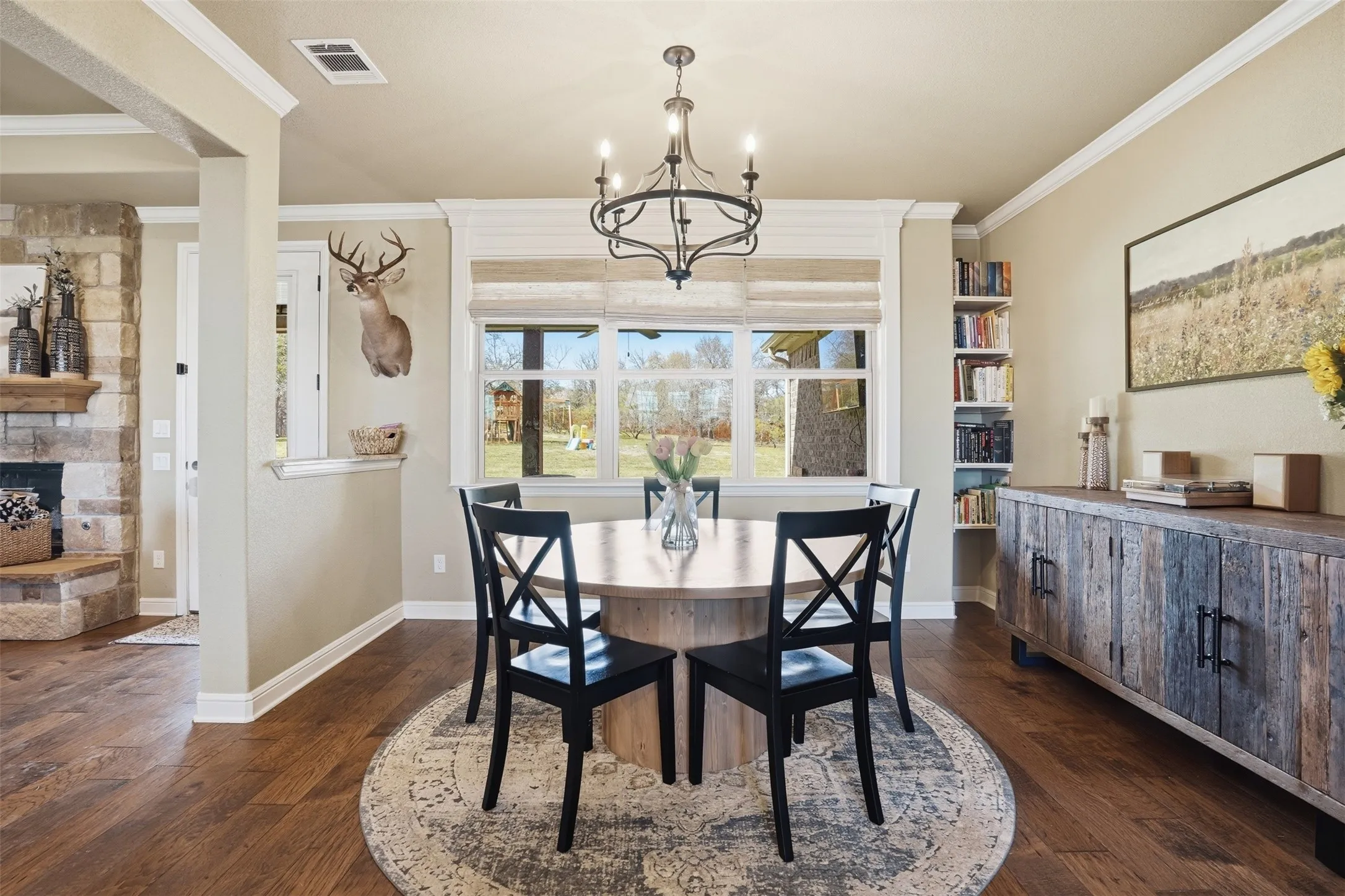 Dining room has great flow.