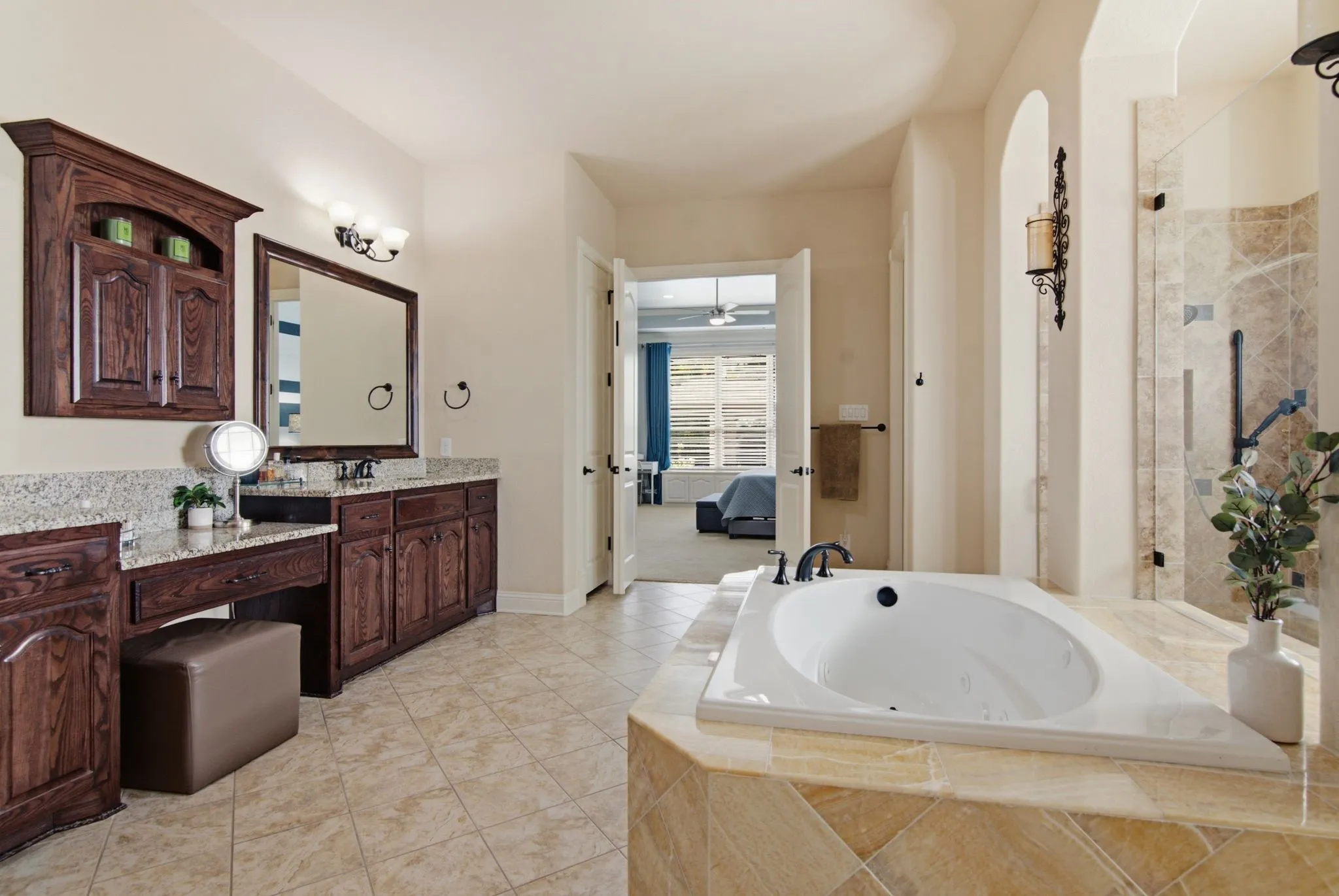 Make-up area, linen closet and two walk-in closets.