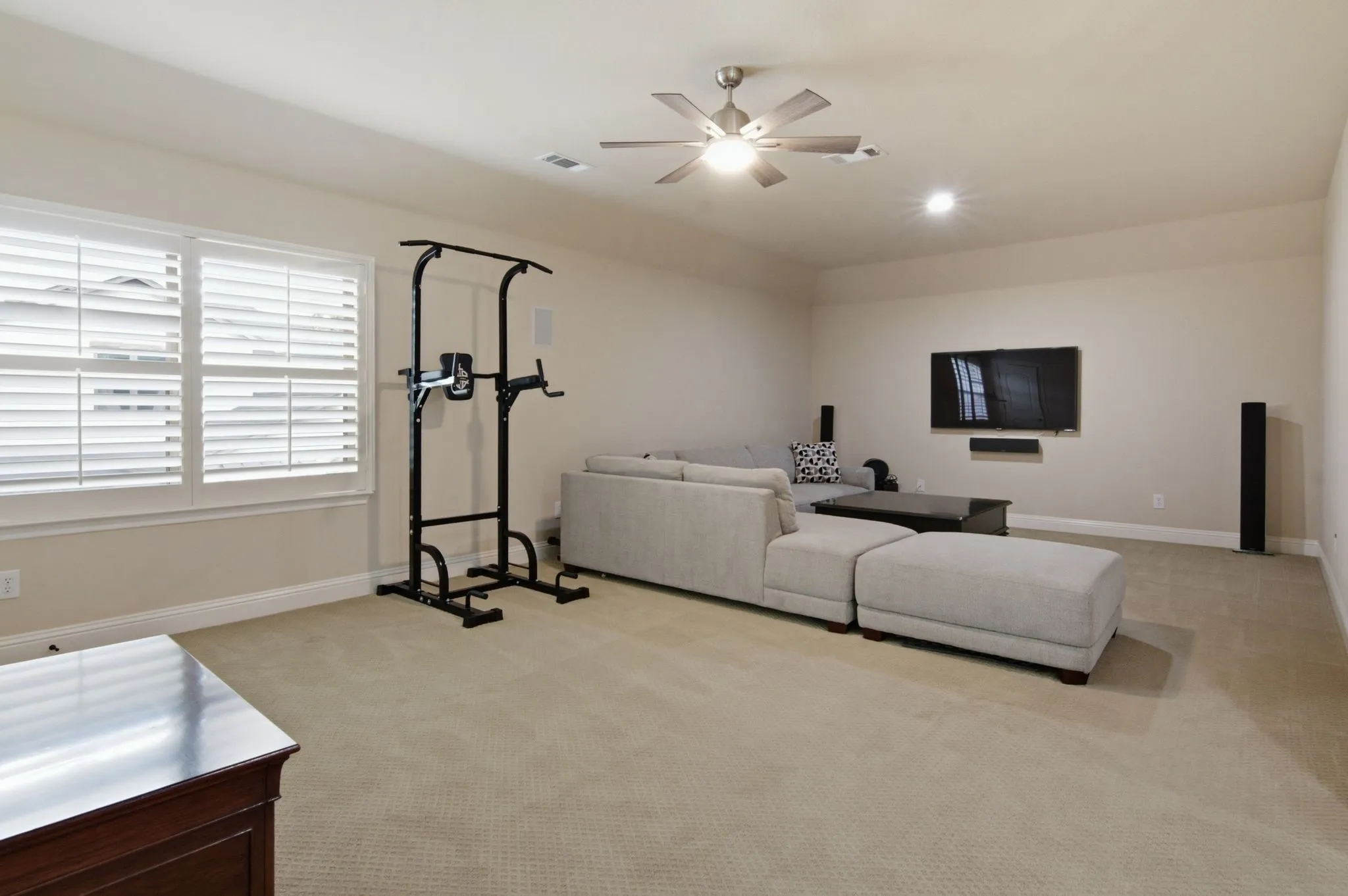 Upstairs you will find a Texas size game room/media room.  A great place to hang out. Upstairs AC system replaced in 2026.