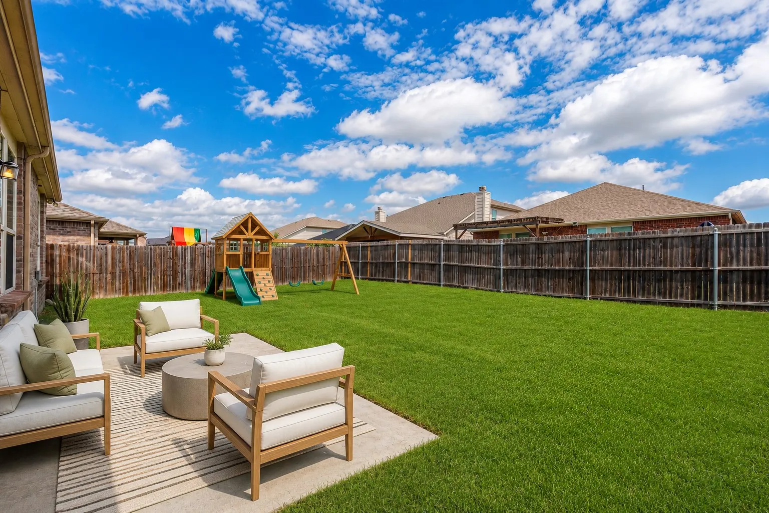 spacious back yard virtually staged