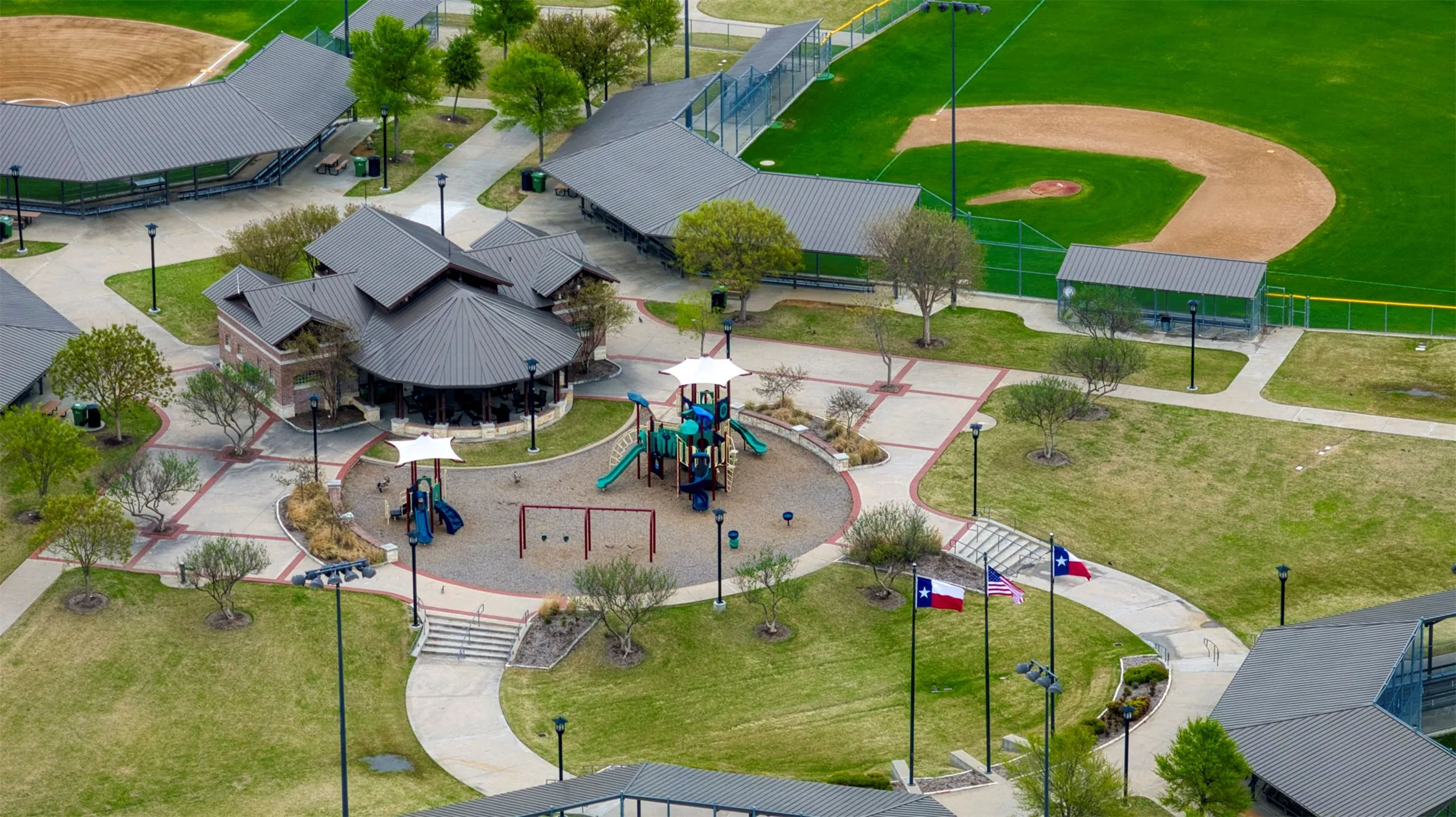 Aerial view of community amenities.