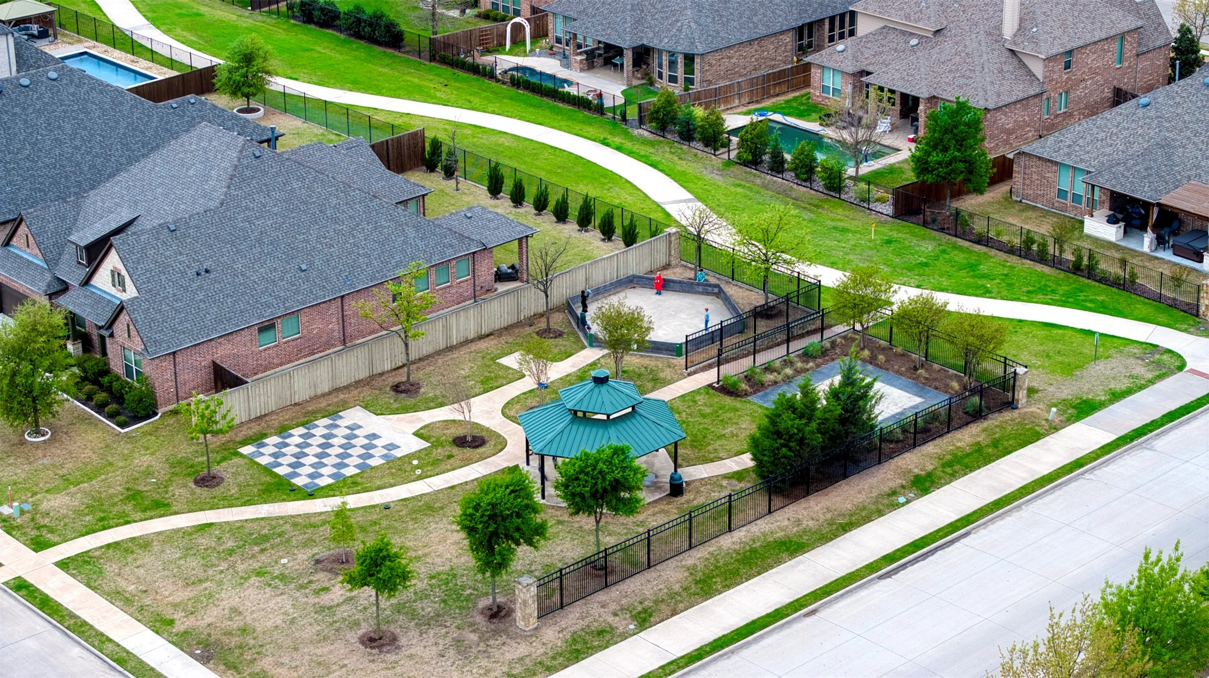 Aerial view of community amenities.
