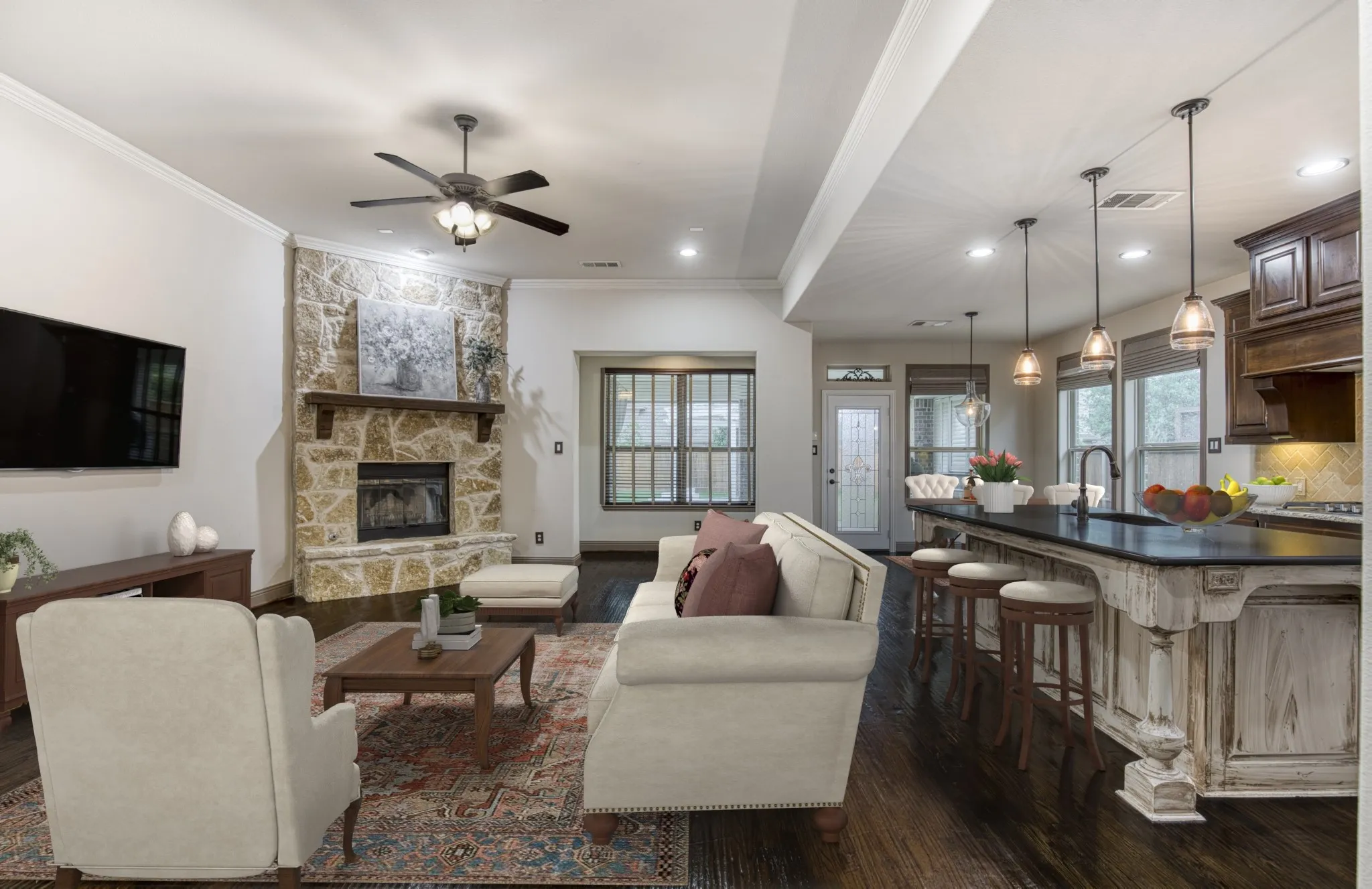 Spacious living room with tall ceilings and natural​​‌​​​​‌​​‌‌​‌‌​​​‌‌​‌​‌​‌​​​‌​​ light.