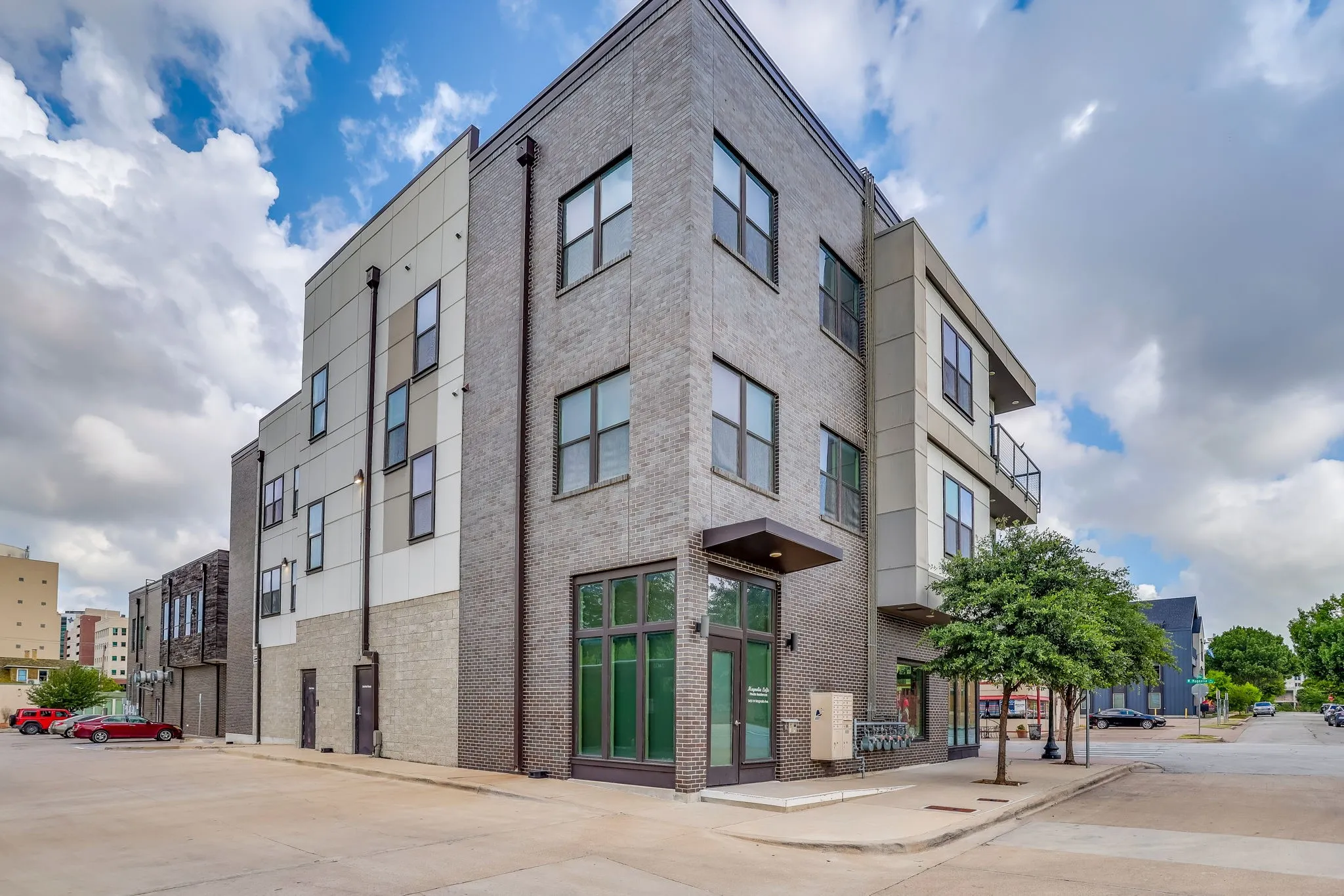 Entrance to Magnolia Lofts through these doors
