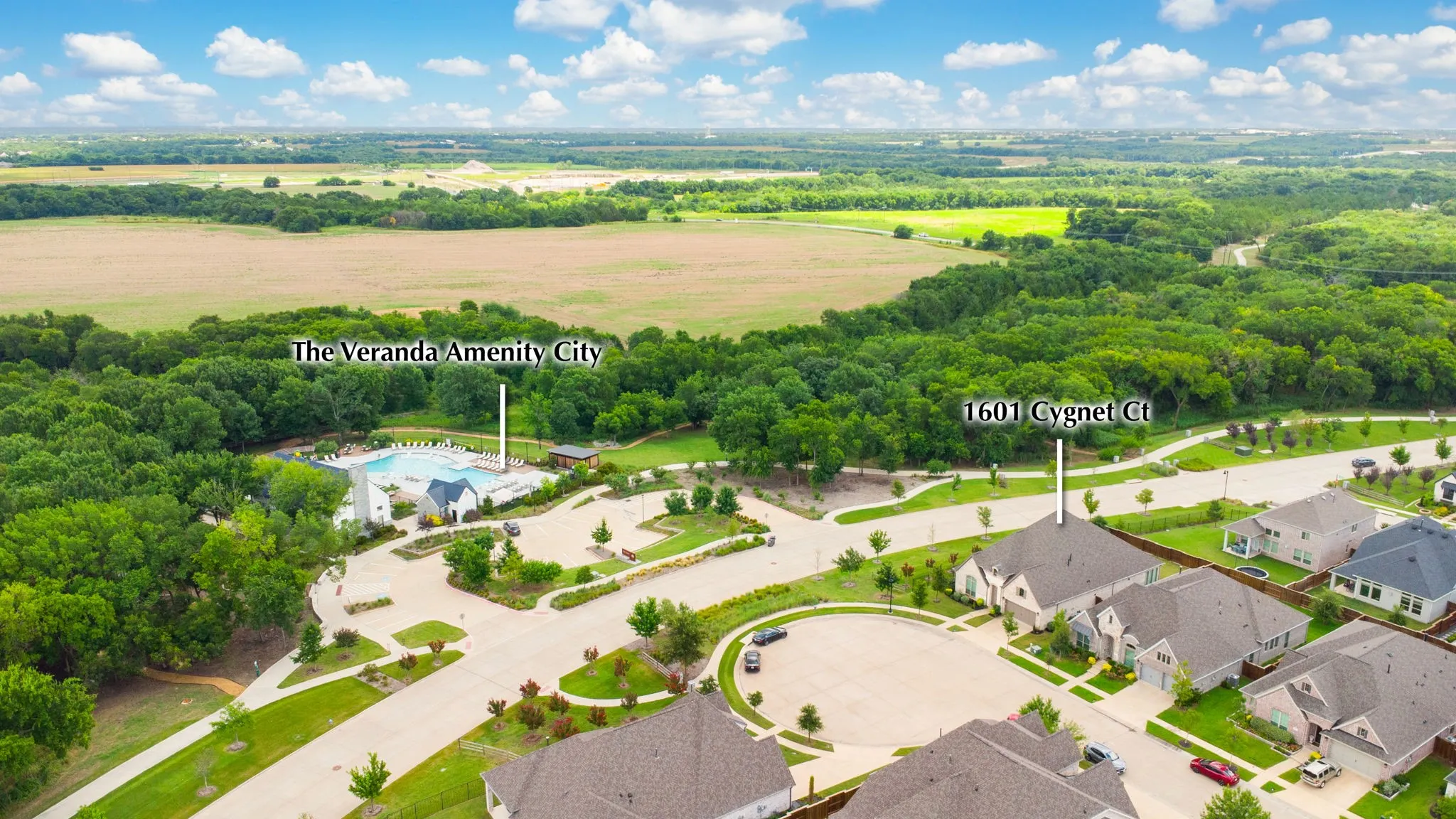 Aerial perspective of a residential neighborhood