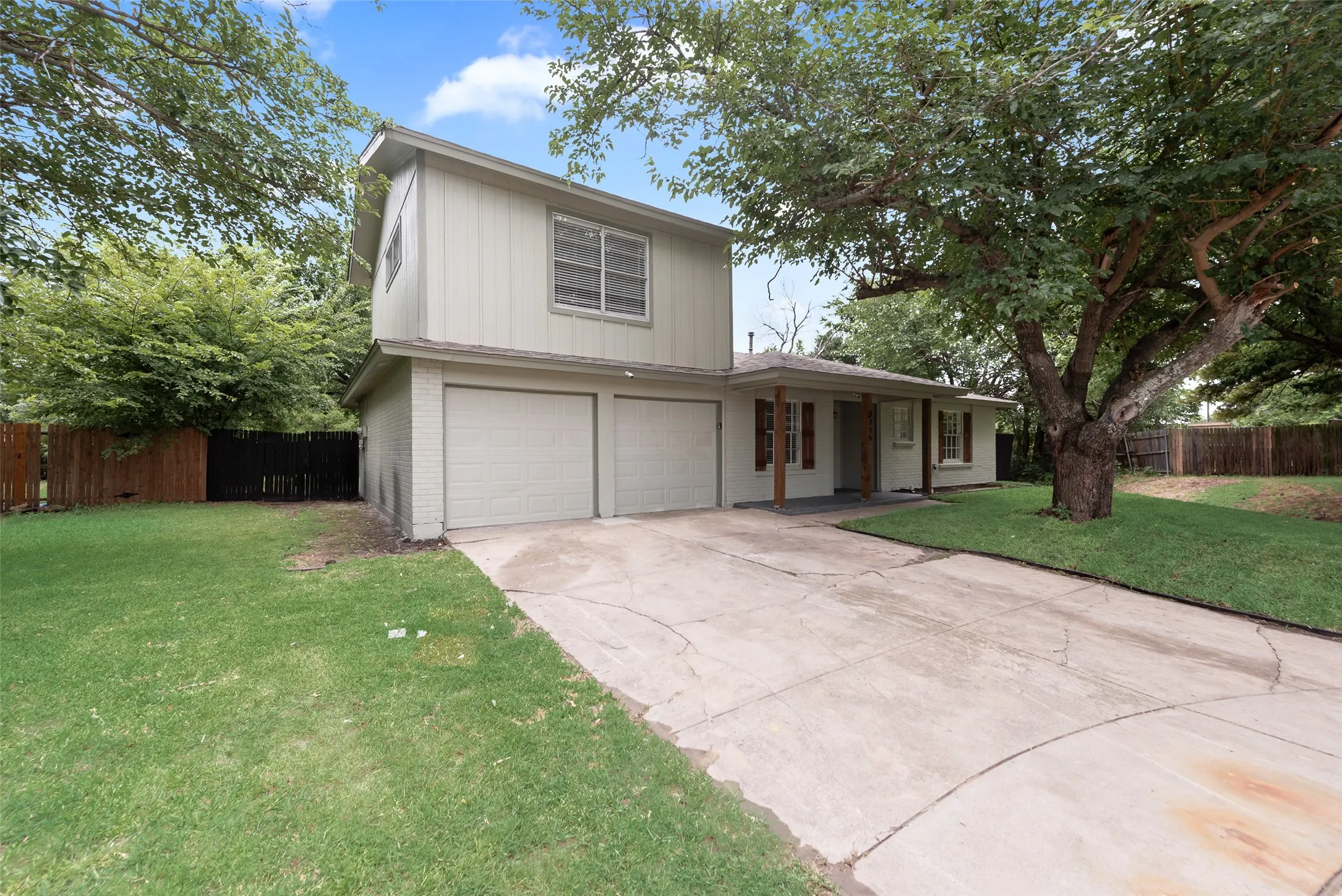 Two-story home with a two-car garage