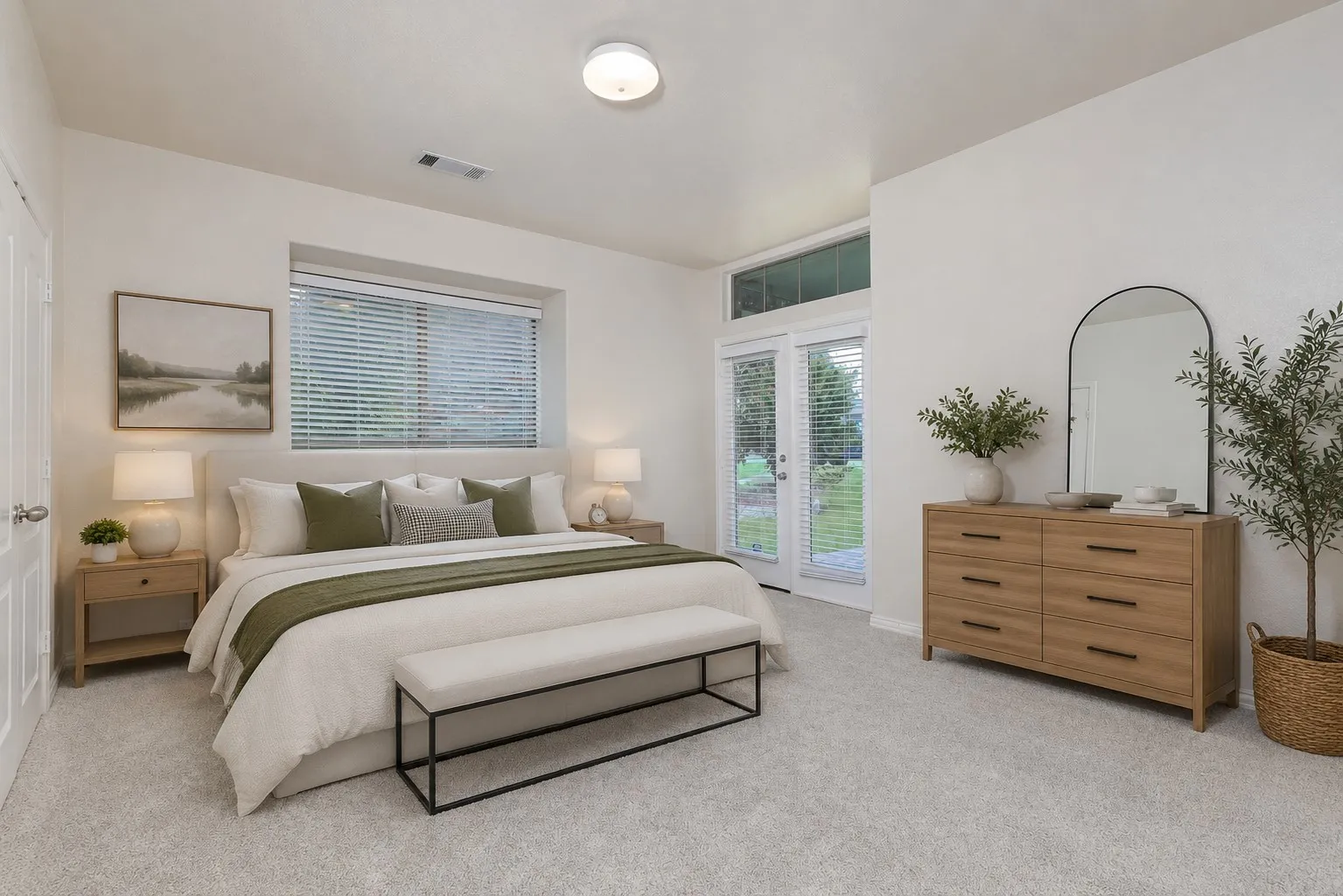 secondary bedroom with side patio access - virtually staged