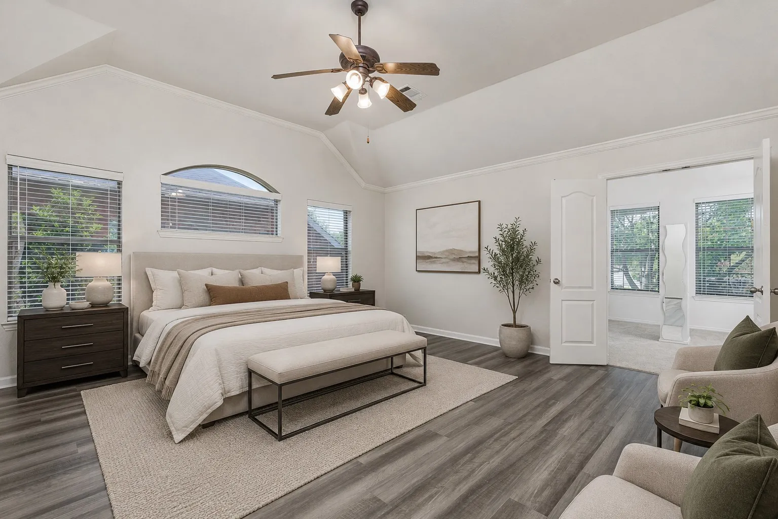 virtually staged - large primary bedroom