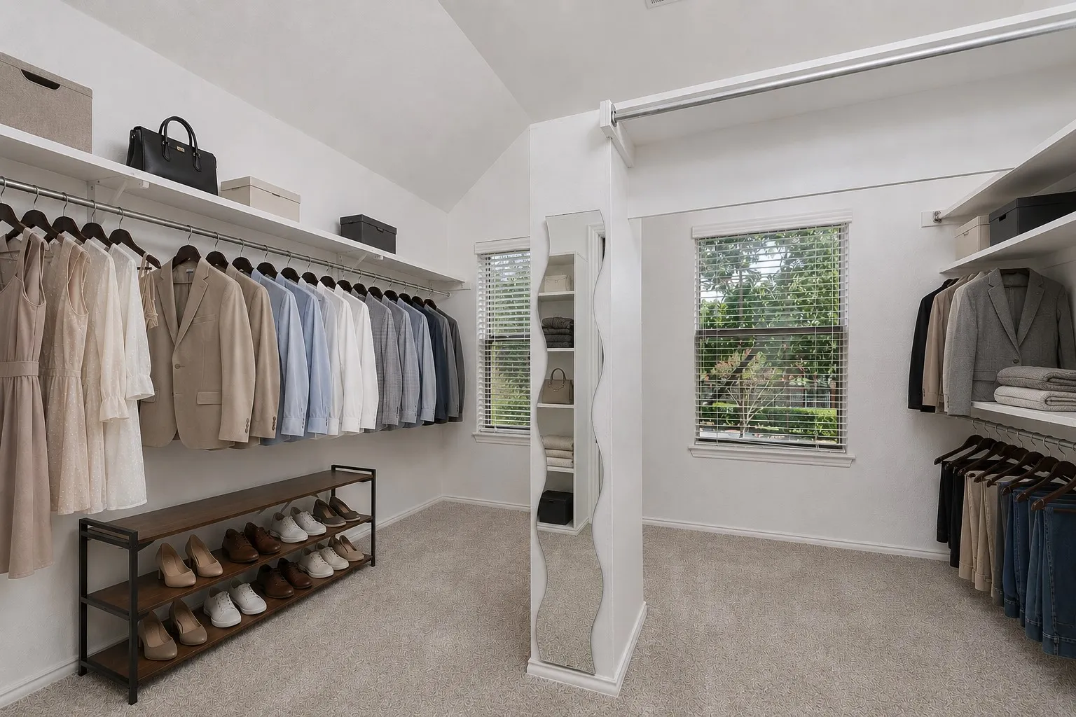 virtually staged - large primary closet