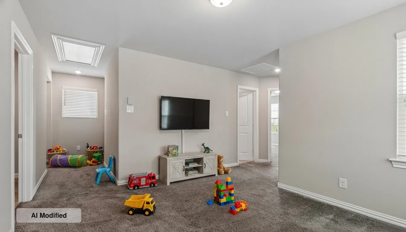 Virtually Staged.  Upstairs Game room, Office, or Media