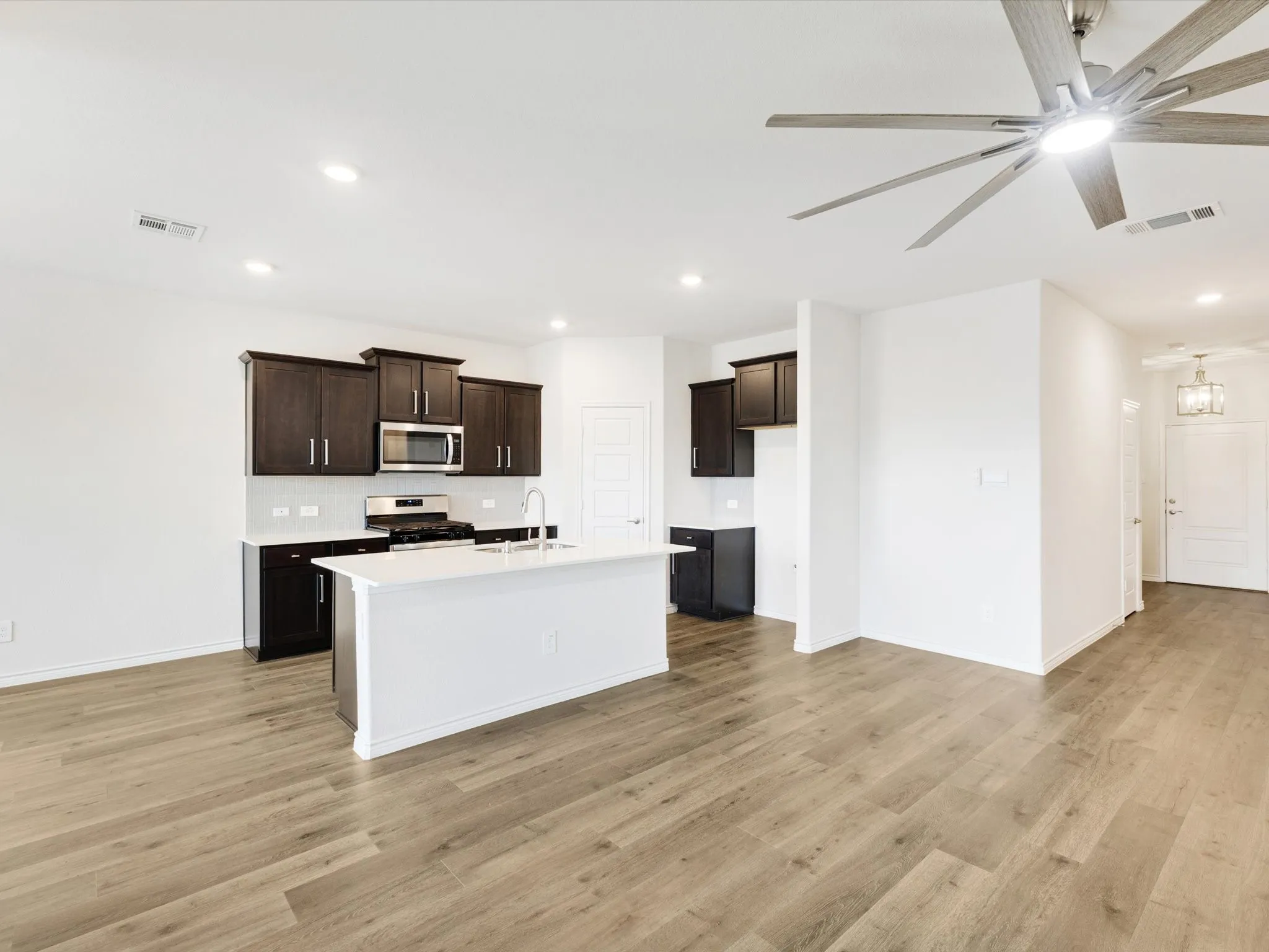 Spacious kitchen with large island
