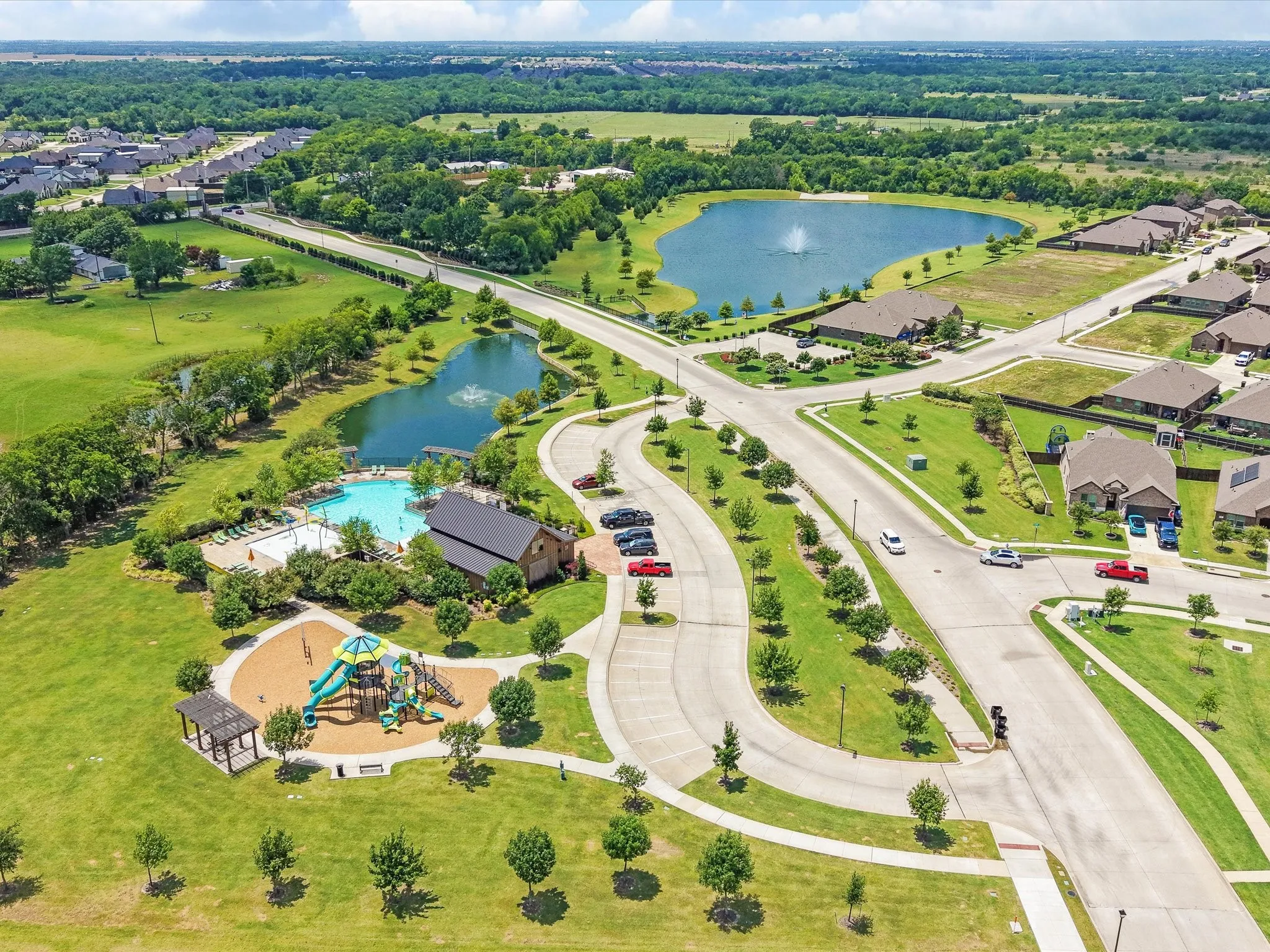 Community amenities featuring the pool and recreation area