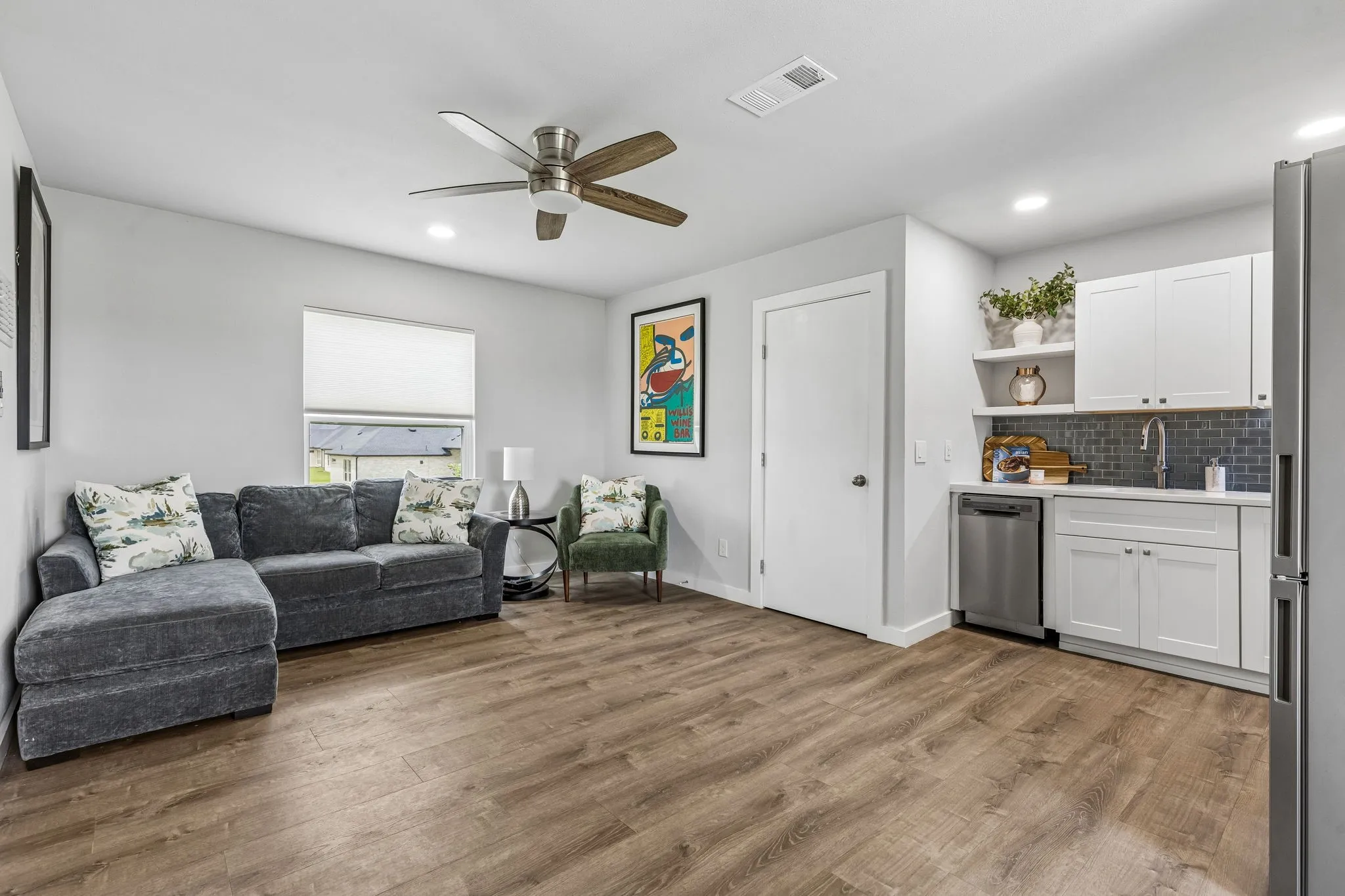 Beautifully finished apartment offers the comfort and privacy of a second residence with a full kitchen, dining area, living room, bedroom, full bath, separate HVAC system.