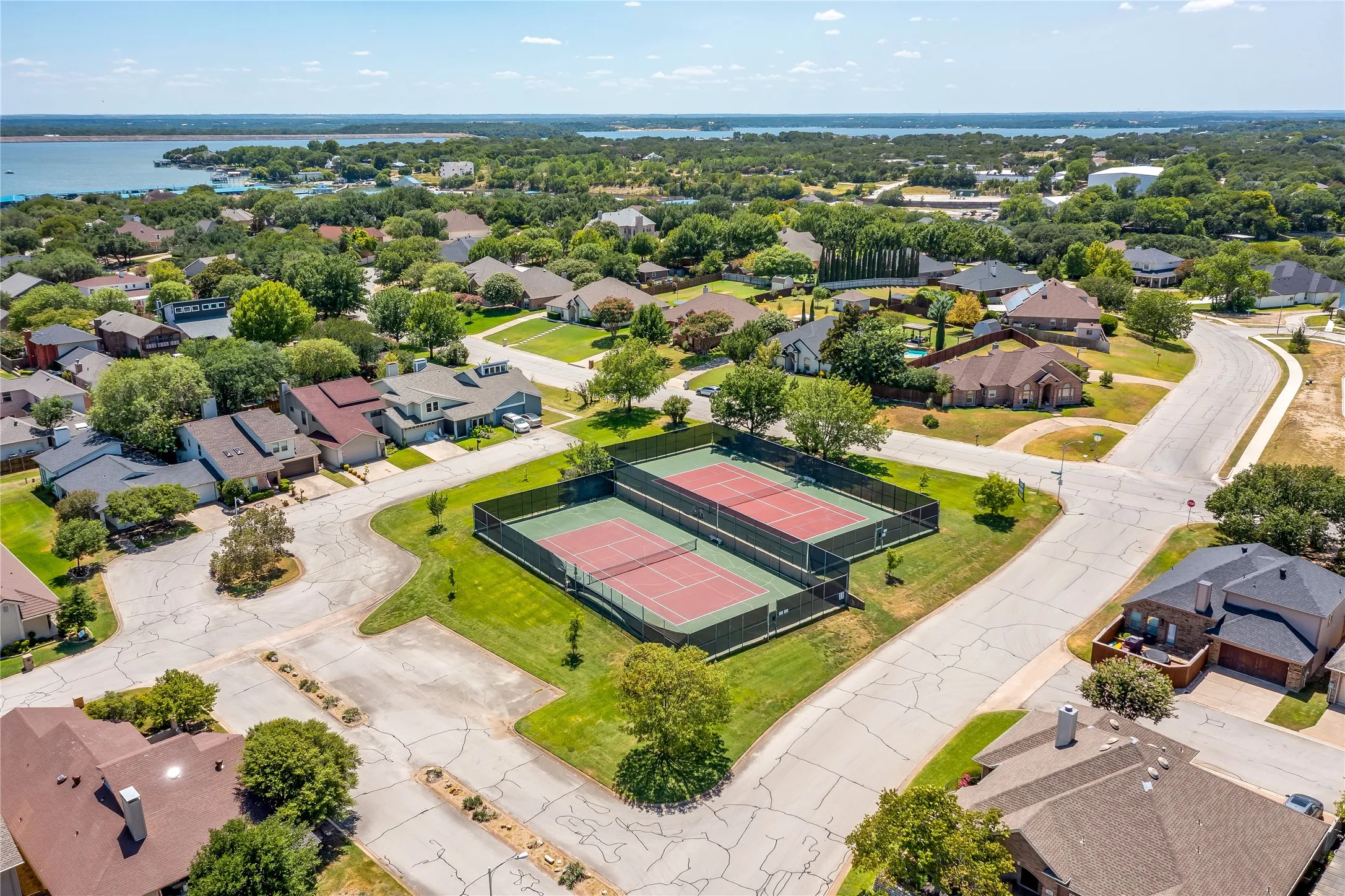 Community tennis courts in The Landing at Eagle Mountain Lake.