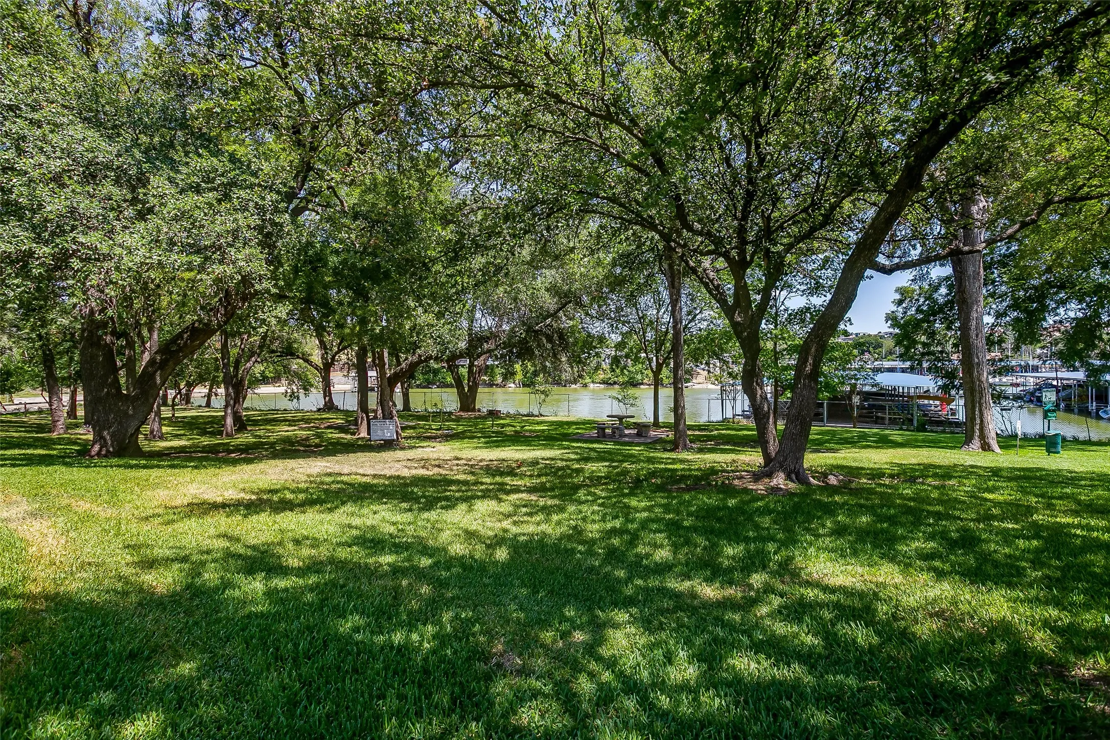 Community green space with Eagle Mountain Lake in view.