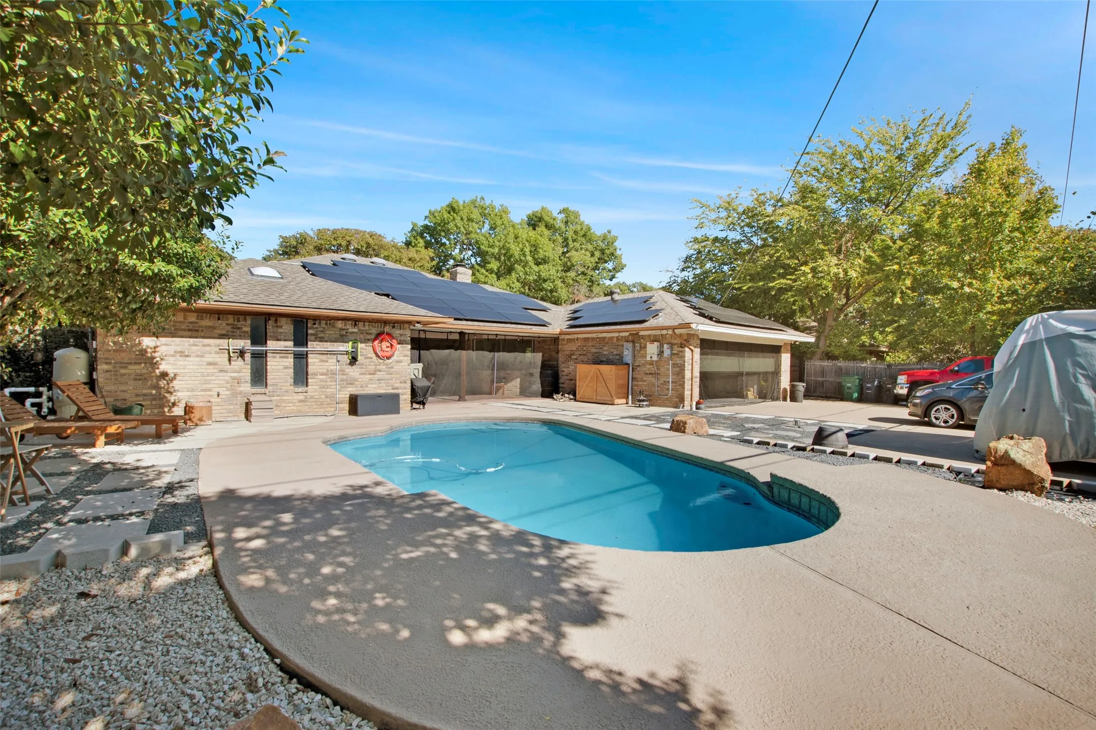 View of swimming pool featuring a patio