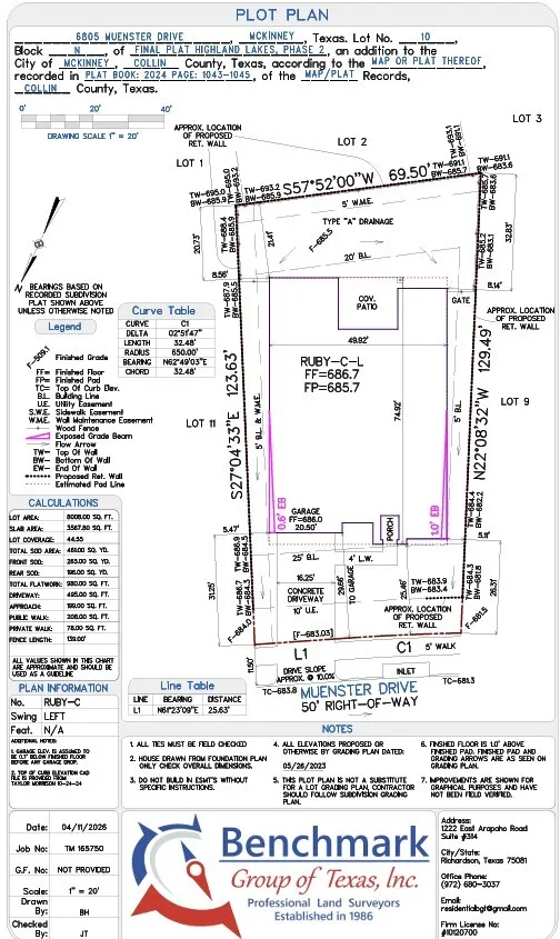 6805 Muenster Drive Preliminary Plot Plan