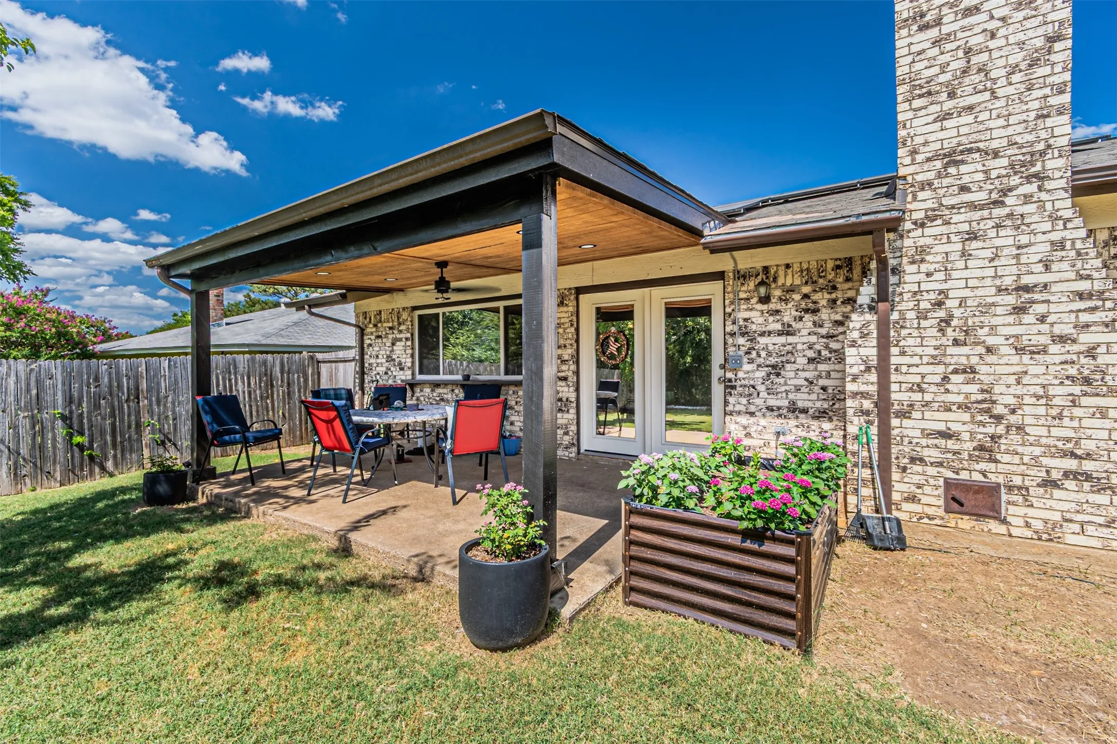 New Covered Patio with Recessed lights and Fan
