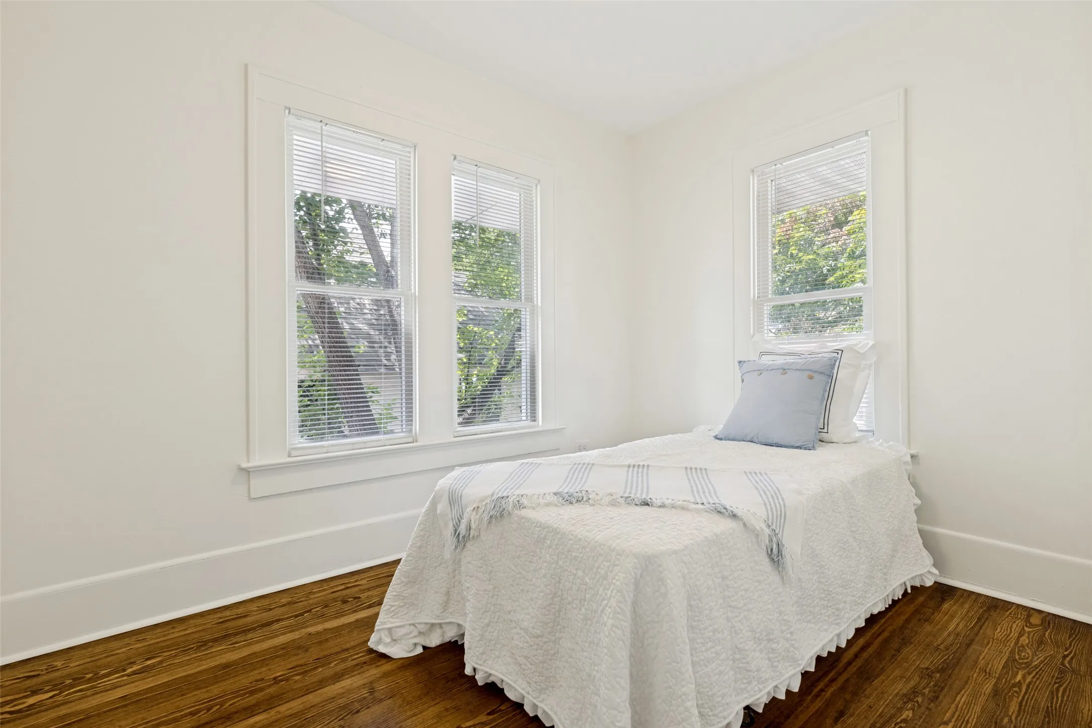This room is big enough for a twin bed, but there is not a closet, so technically not a bedroom.