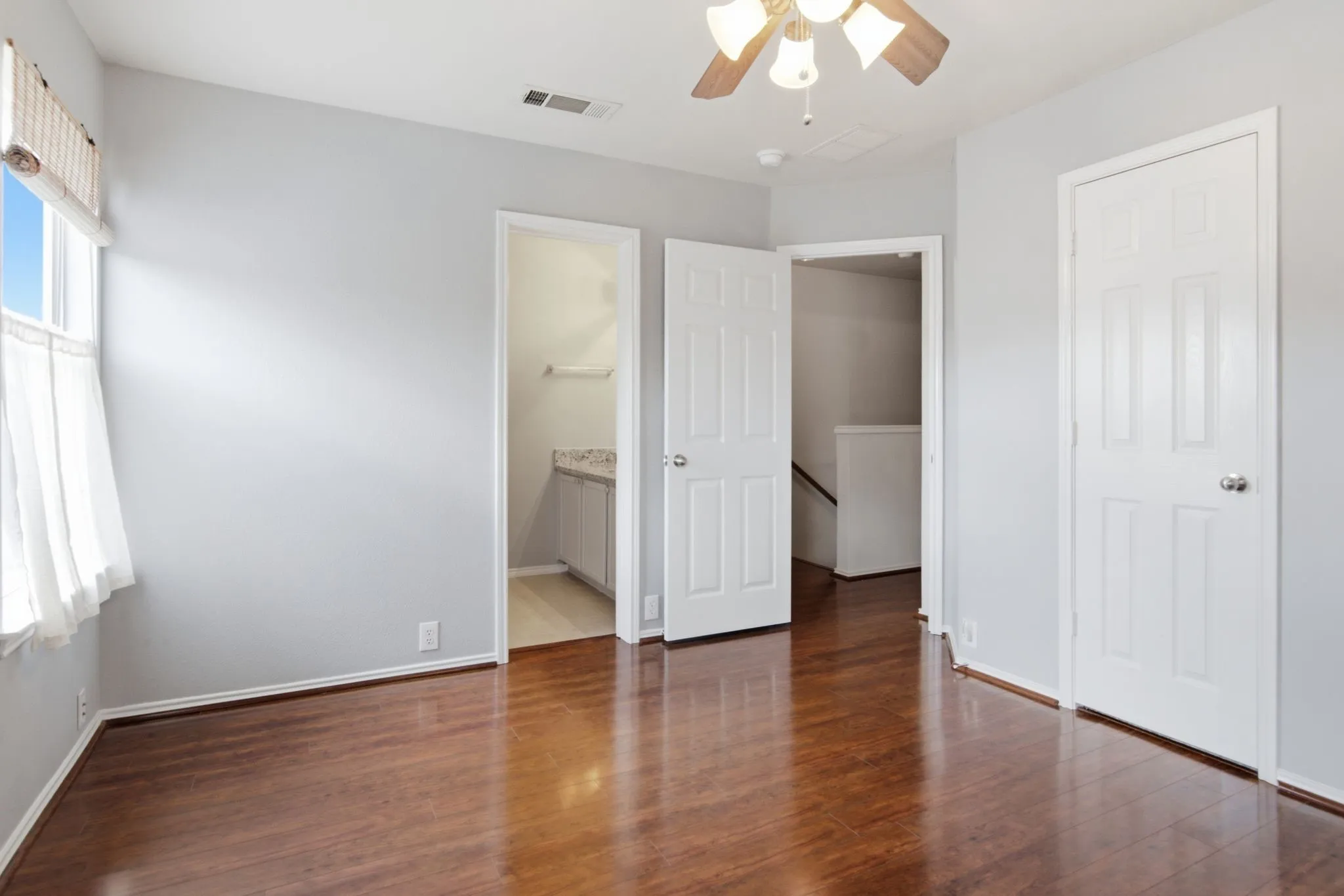 Upstairs Bedroom with an Attached Bathroom.
