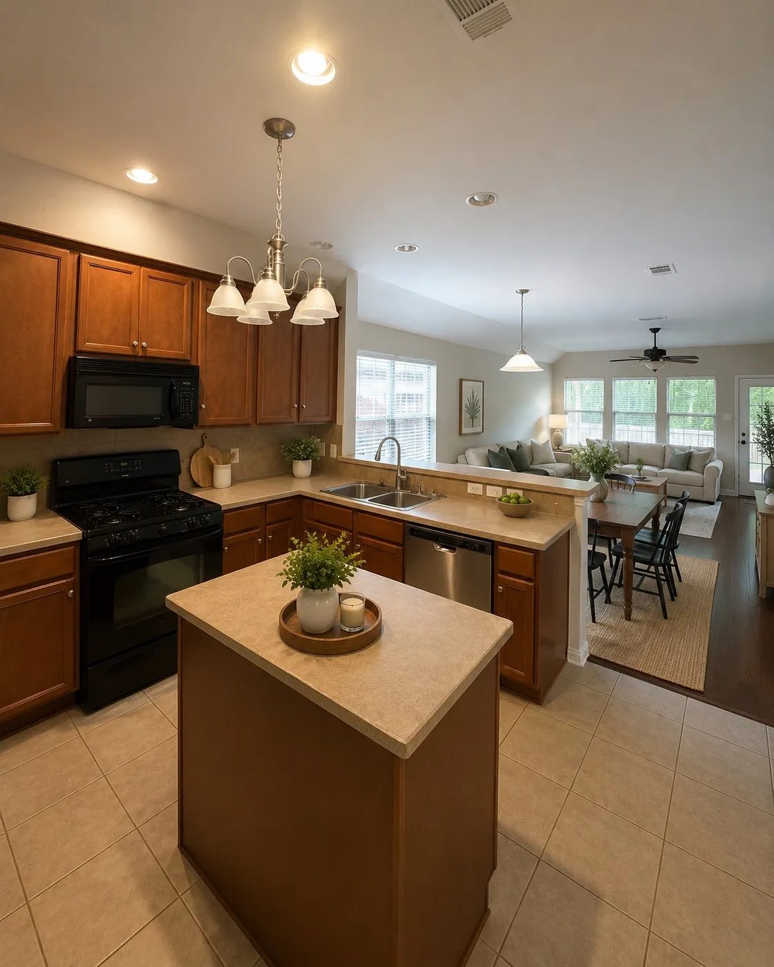 Kitchen, Breakfast and Family Virtually Staged