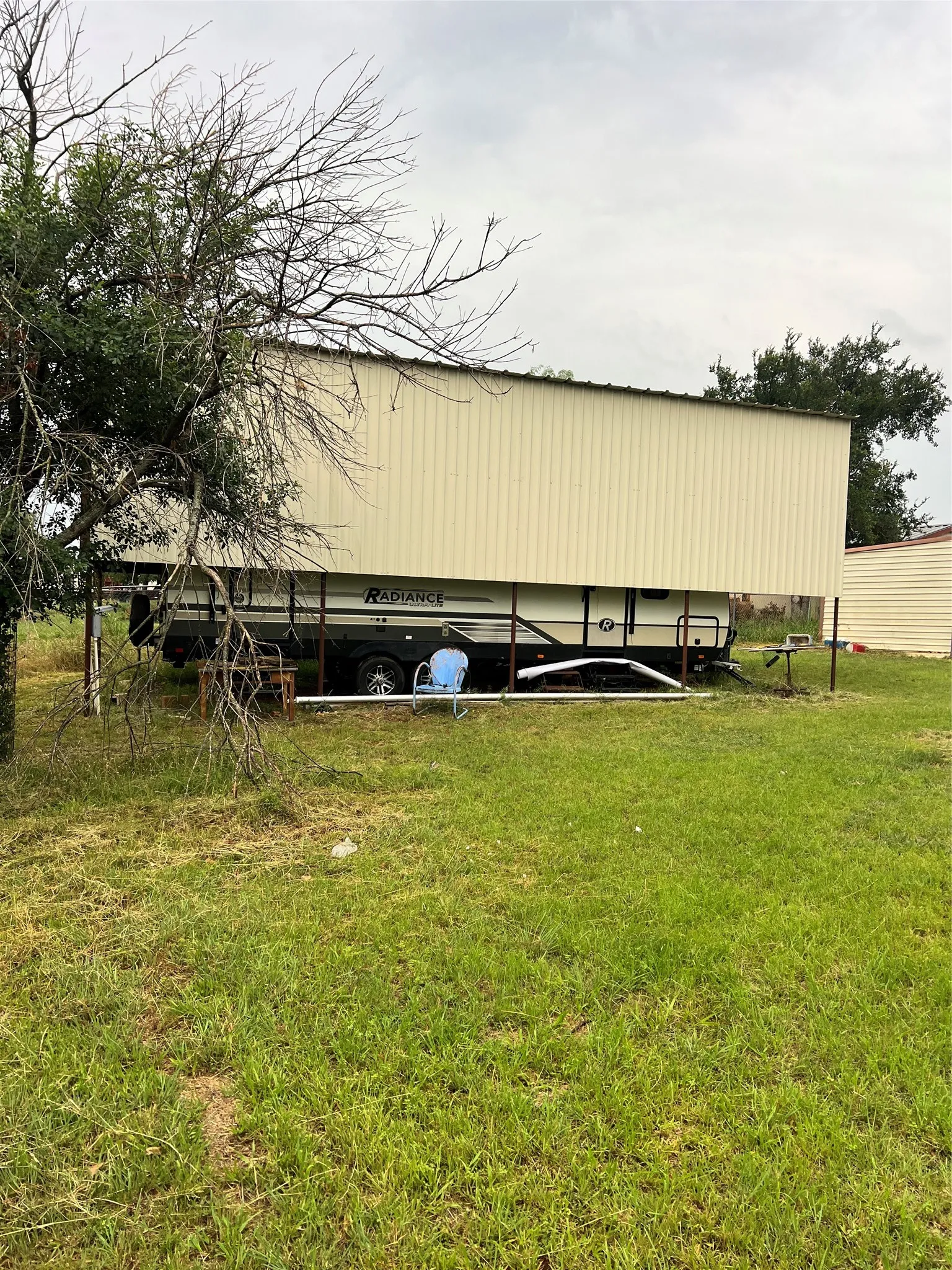 View of RV metal covering