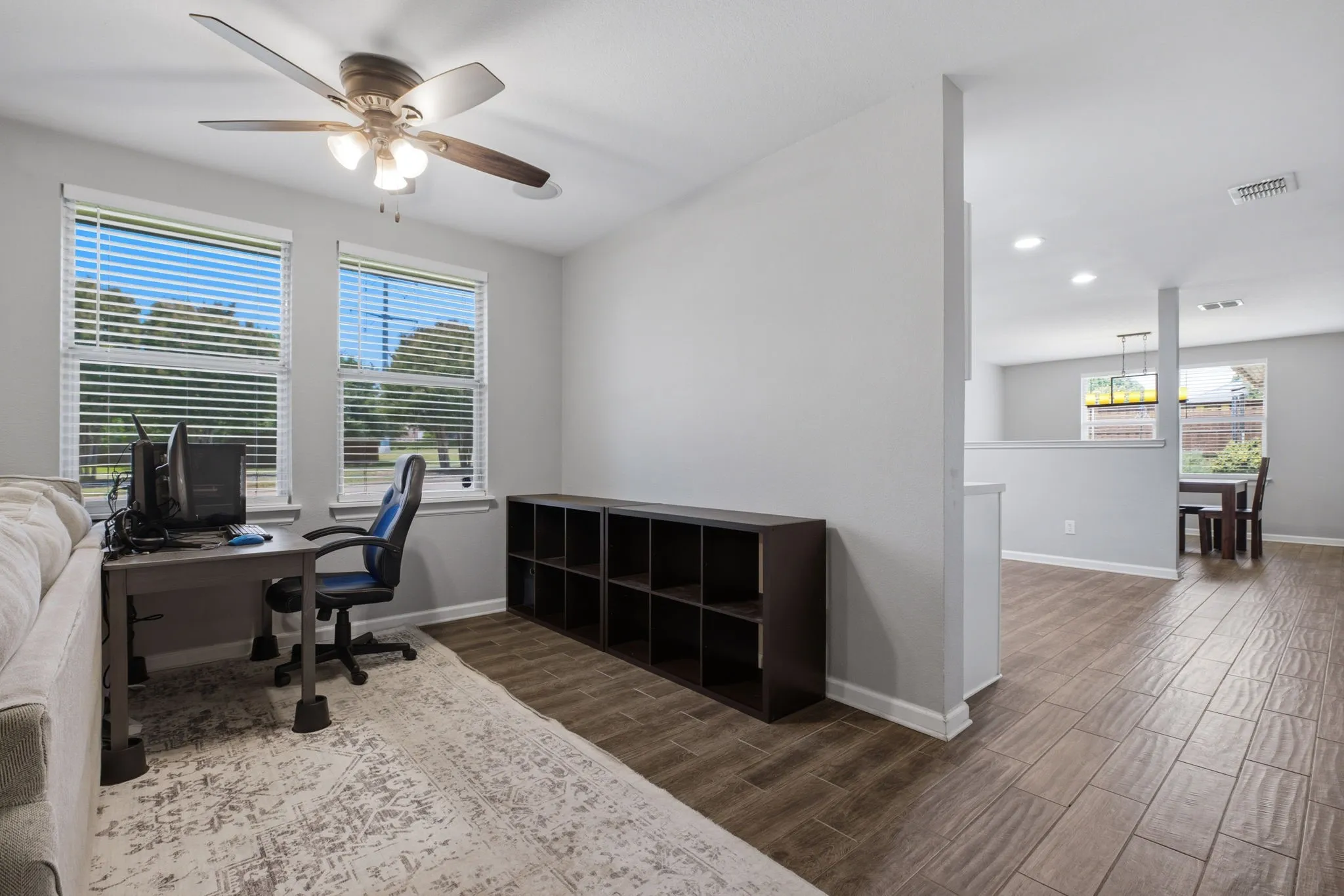 Separated office area in living room