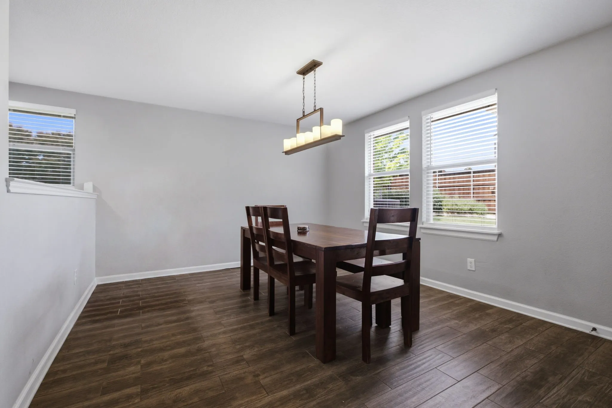 Dining area views of backyard