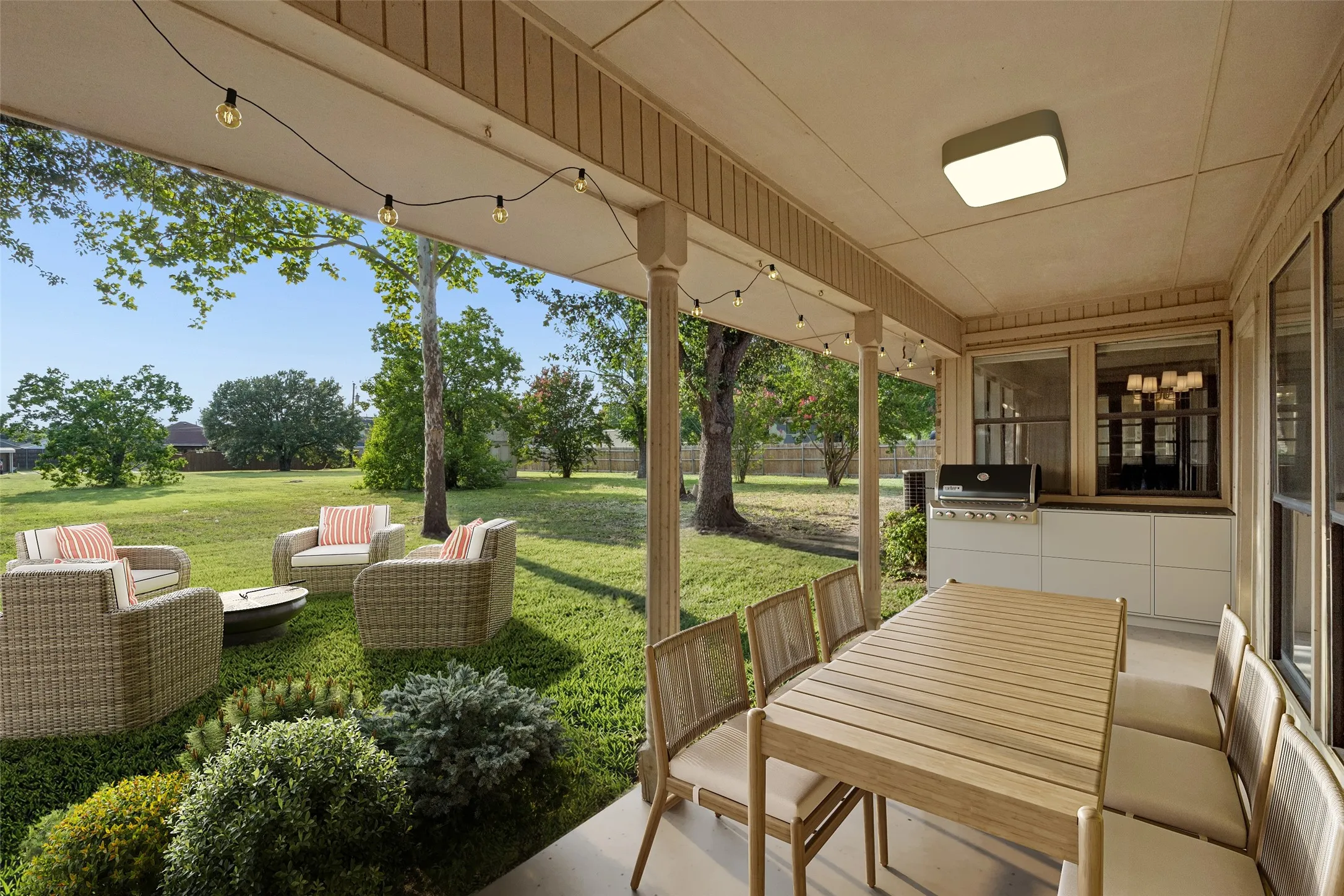 Lawn/landscape and patio outdoor living is virtually enhanced rendering