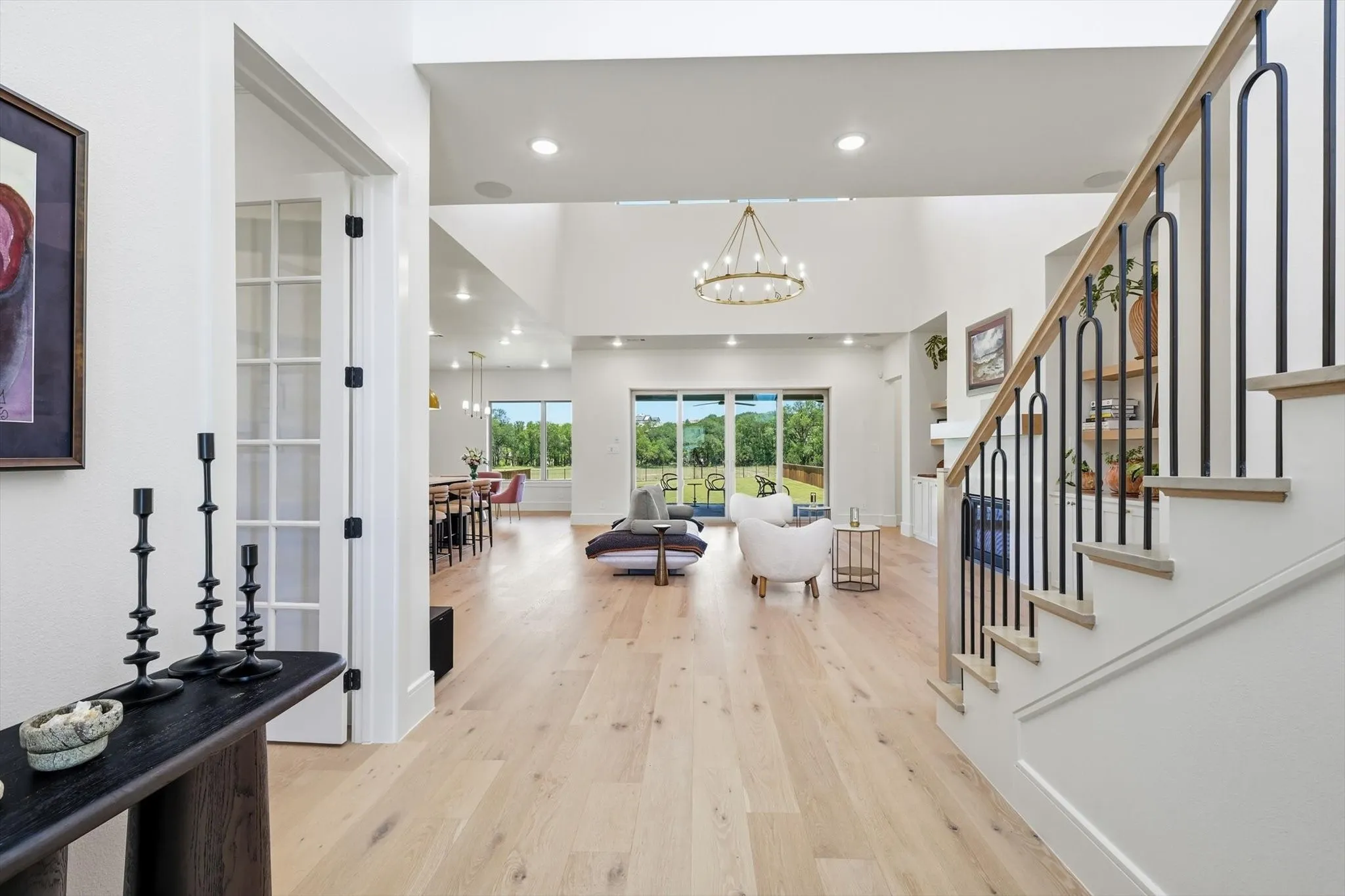 A first view into the home with it's stunning white oak floors