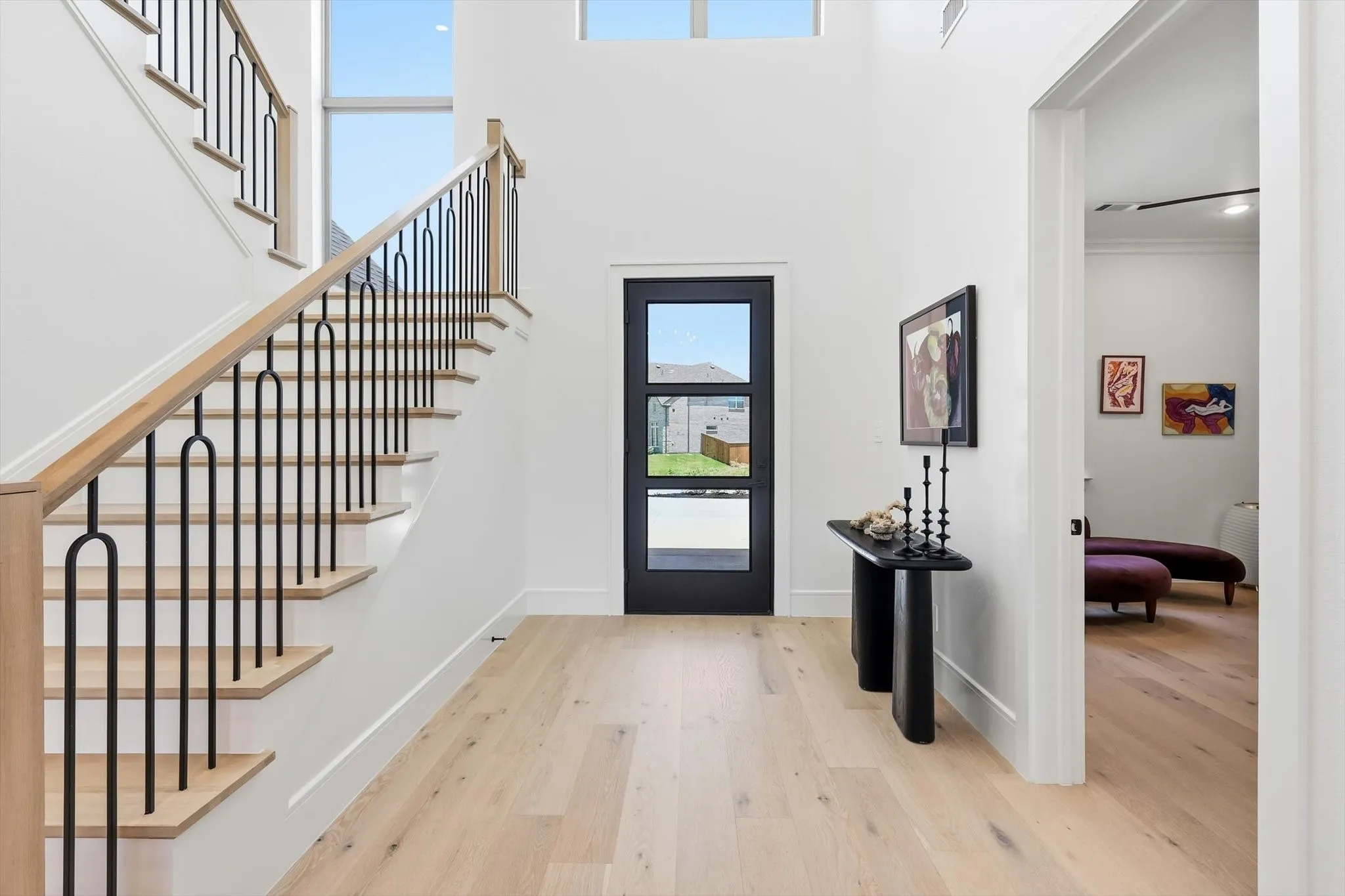 Inside the home, look back at the front entry