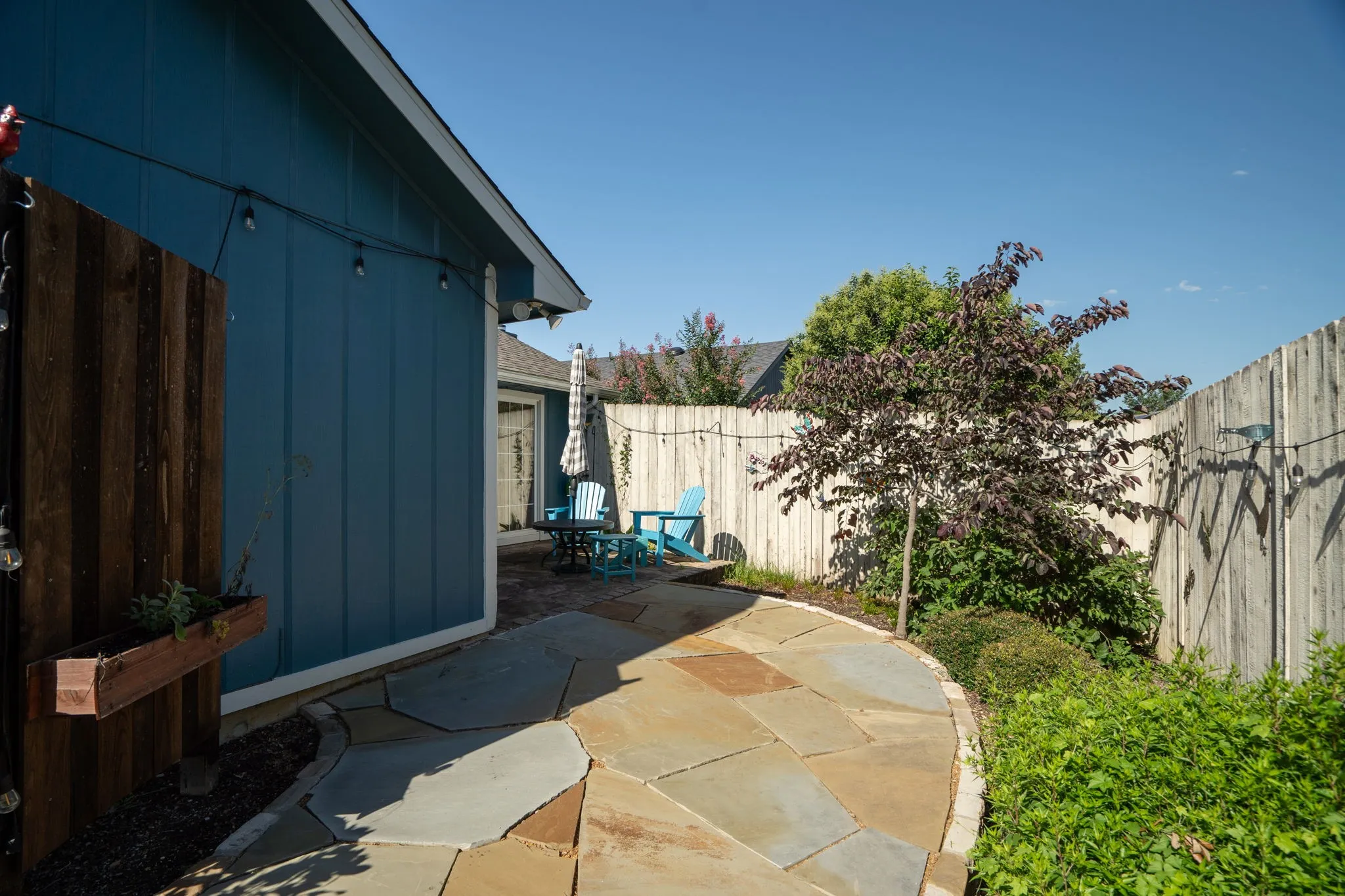 Another view of the landscaped patio.