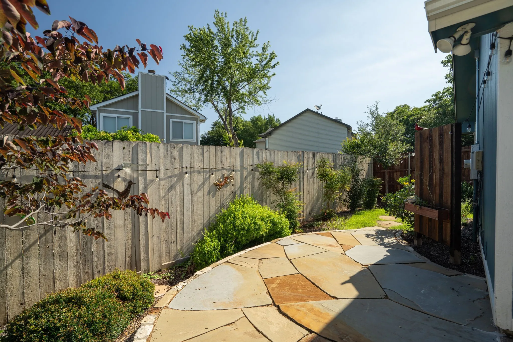 Another view of the landscaped patio area.