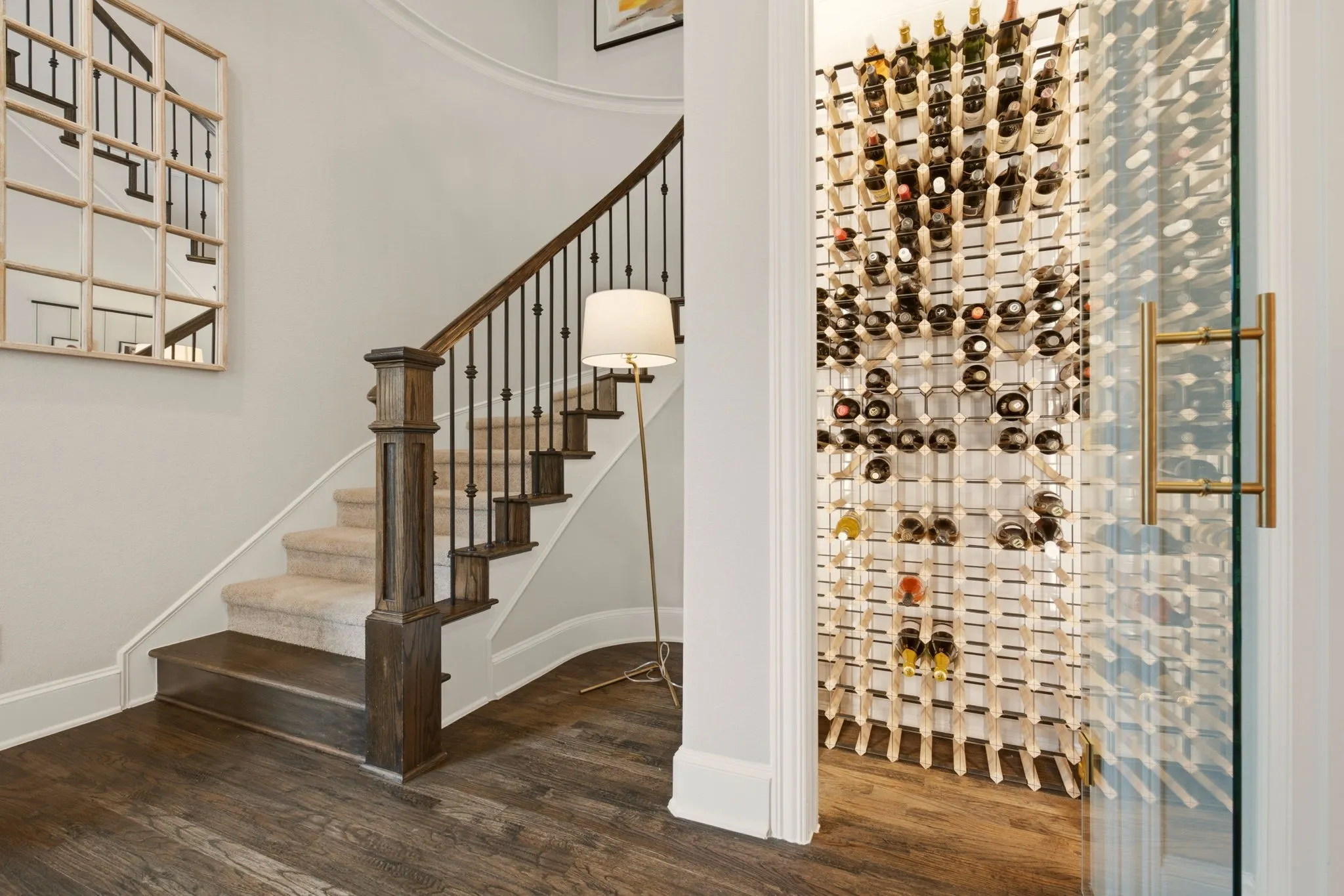 Wine enthusiasts will love this spectacular wine cellar/closet that was custom built by the seller. Glass door for aesthetic....you could add a future climate control cooling unit if desired.