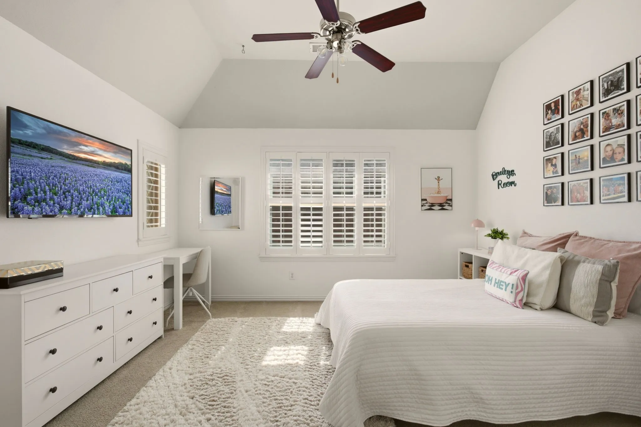 Large bedroom #4 faces the front of the home. A full bath connects bedrooms 4 & 5.