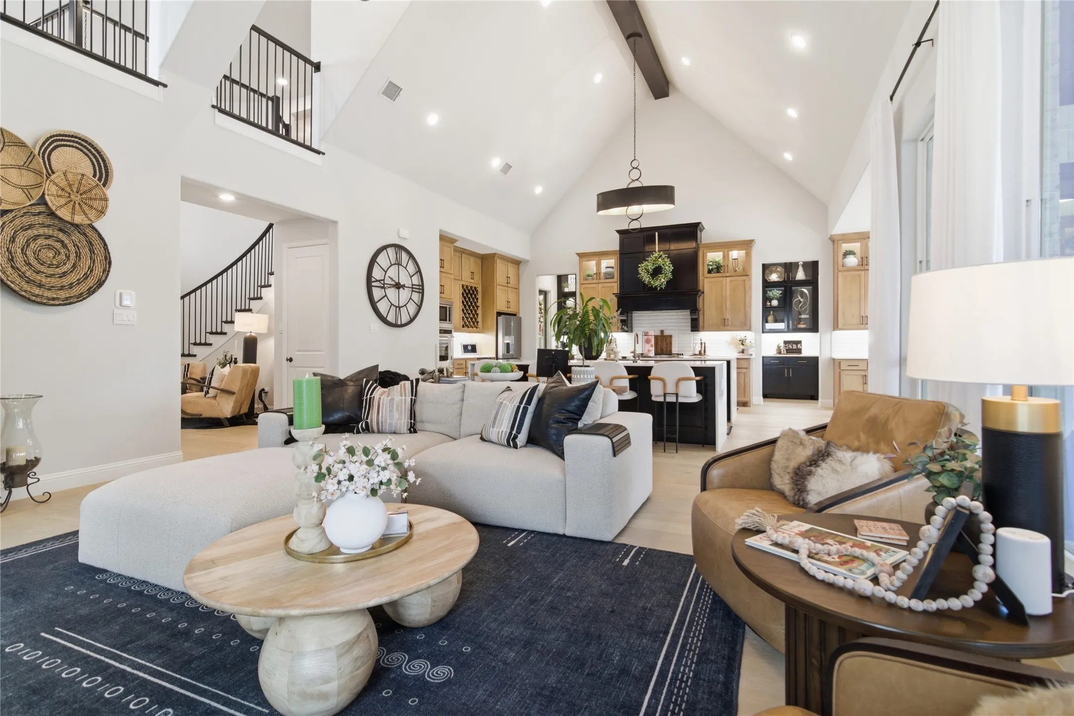 Open floor plan, main living room, kitchen and dining area.