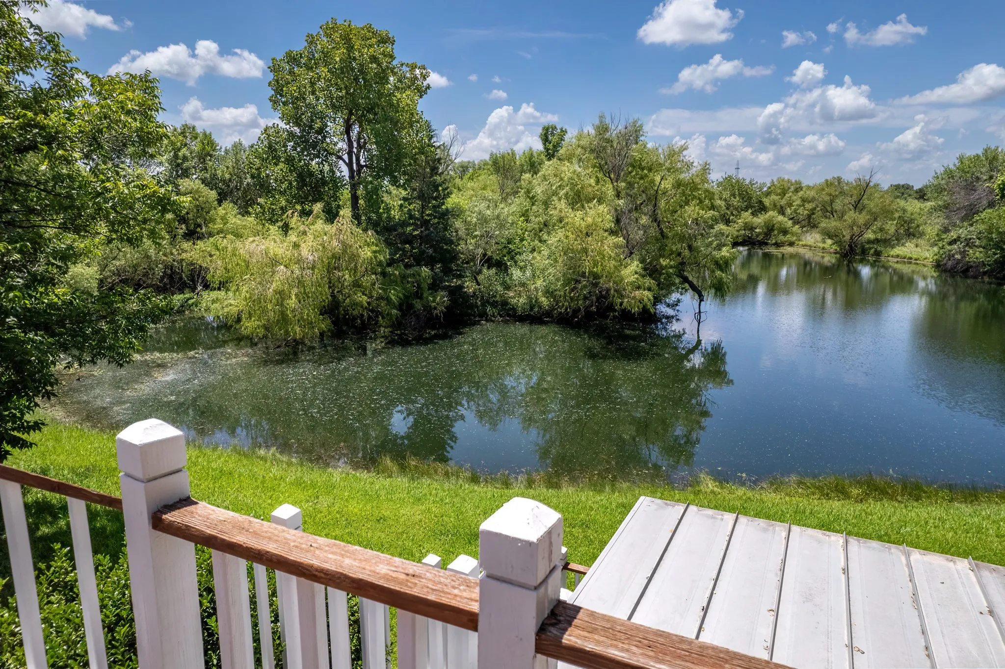 View of pond from upper patio