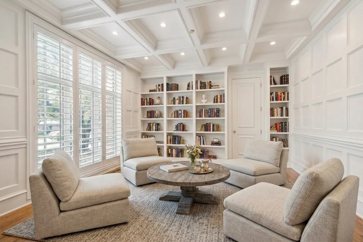 AI PAINTED Coffered ceiling with recessed lighting