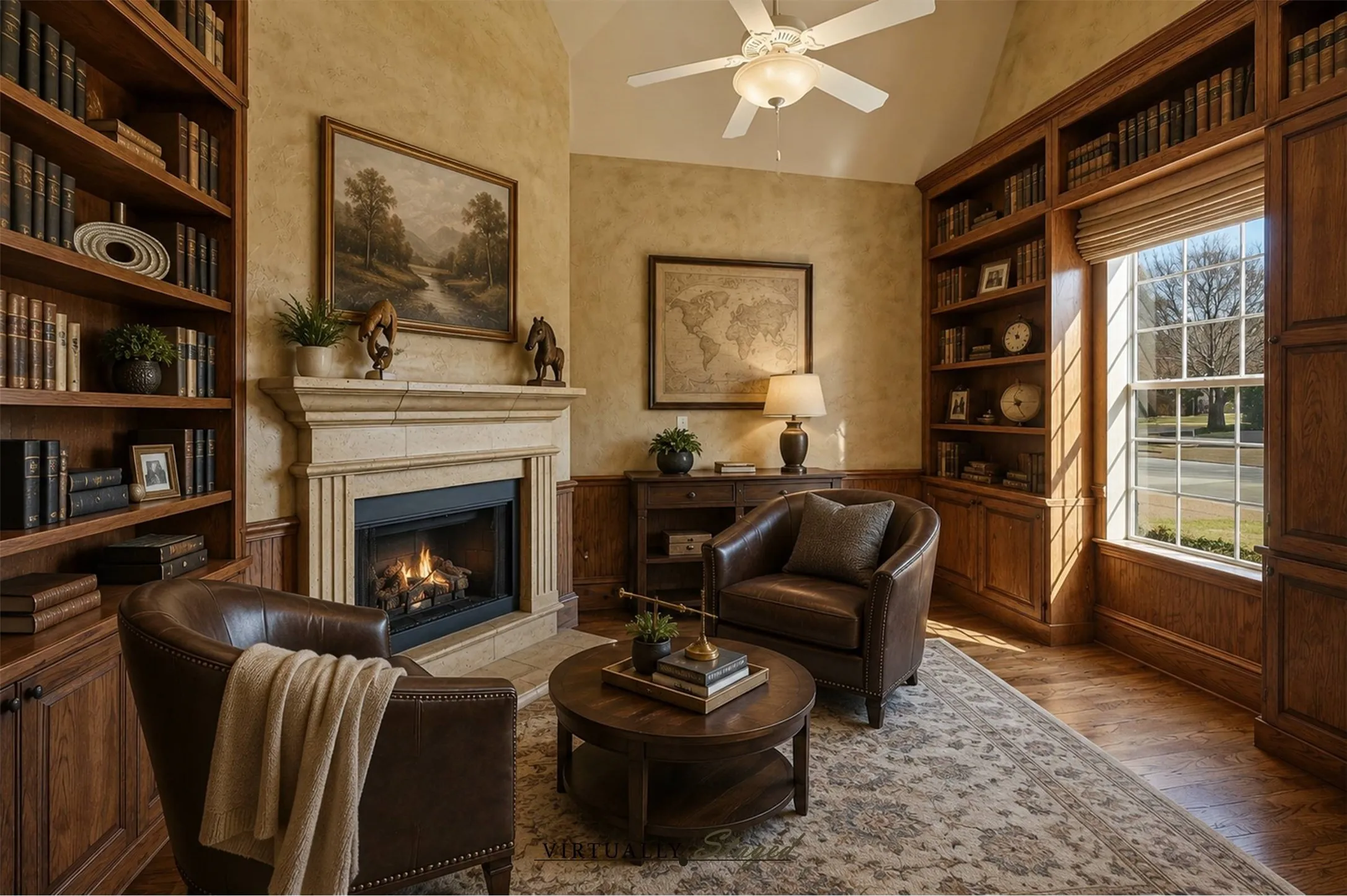 Flexible Space can be an office, library, or living space